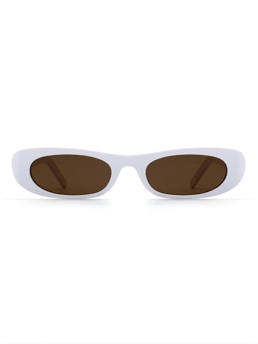 Santorini Sonnenbrille Ivory White mit brauner Tönung