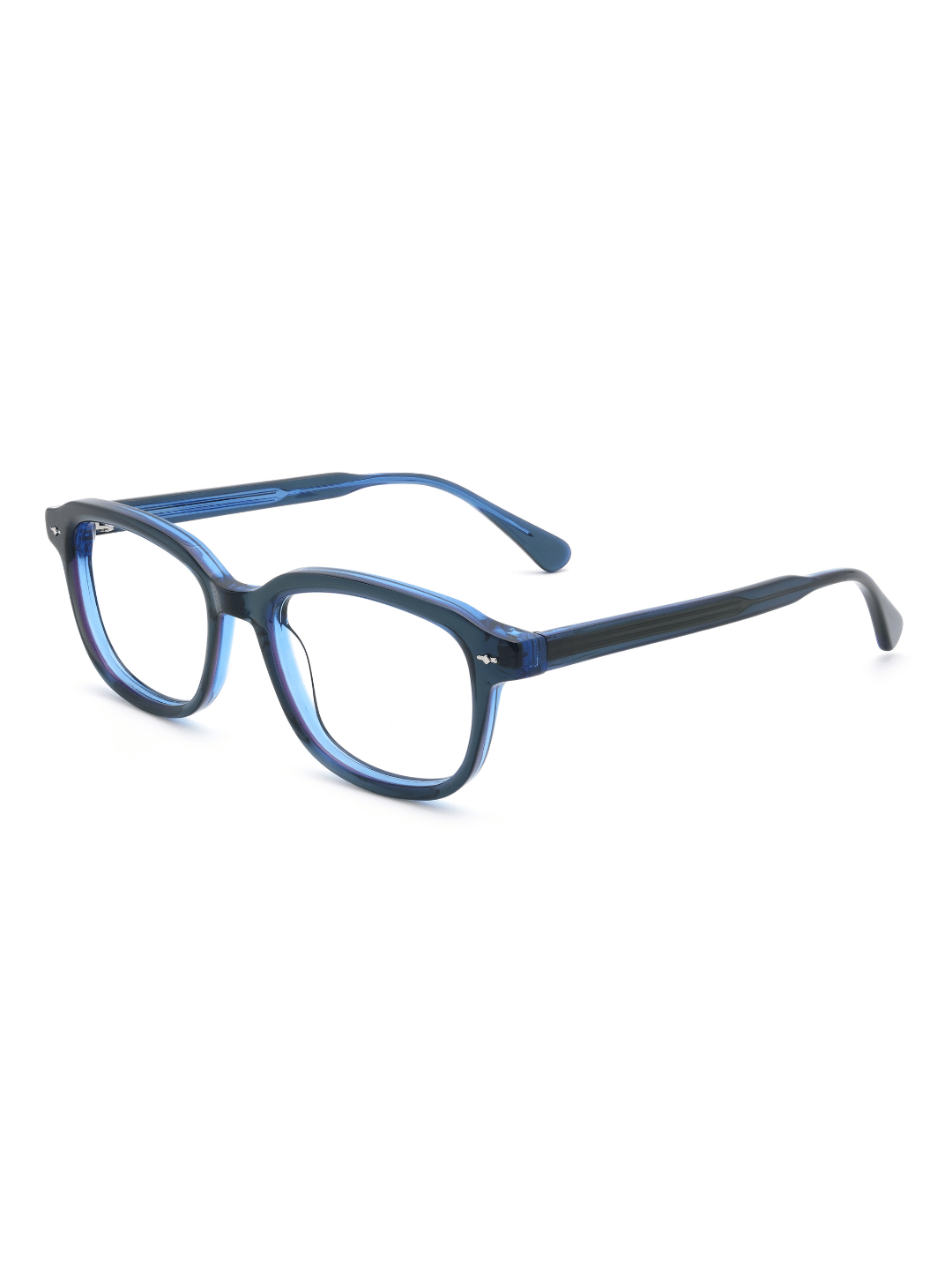 Square Brille Palermo aus Acetat in Transparent Blau, Schrägansicht (45 Grad)