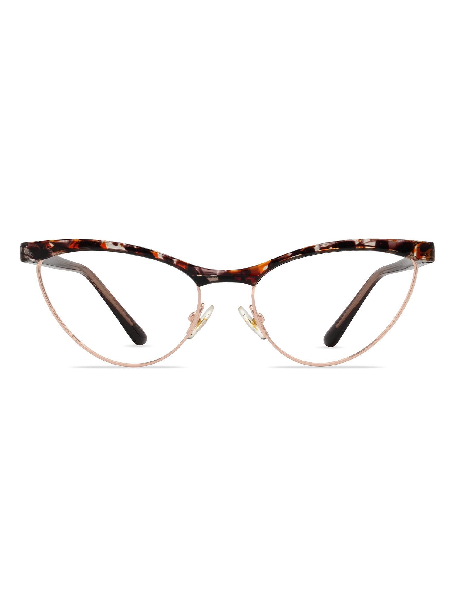 Visiloox Catania Einstärkenbrille in Floral – Cat-Eye Damenbrille aus Metall + TR90, Frontansicht