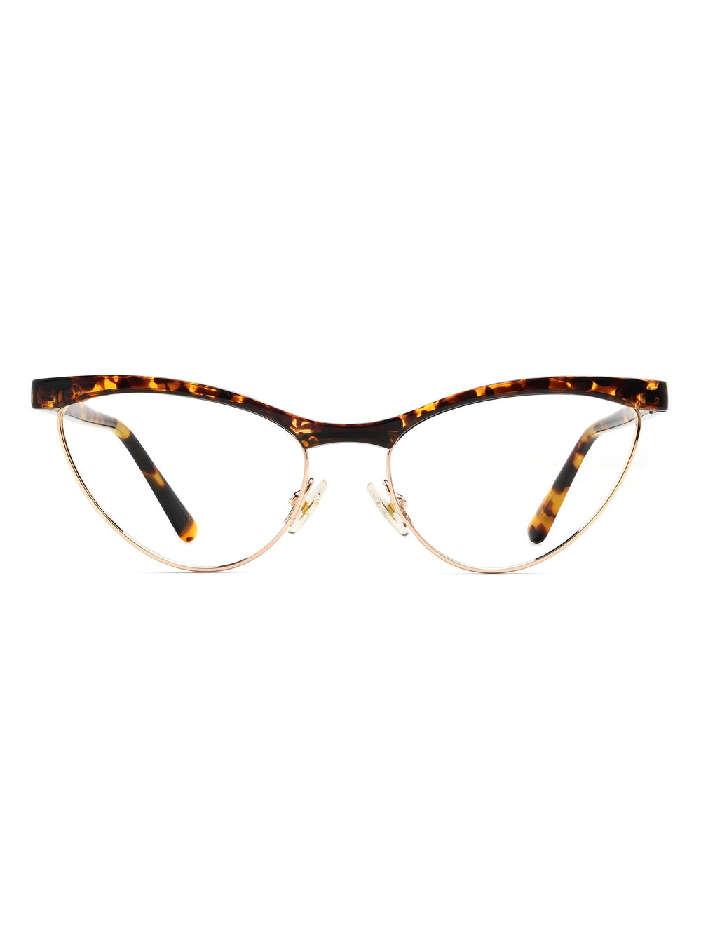 Visiloox Catania Einstärkenbrille in Havana Rosé – Cat-Eye Damenbrille aus Metall + TR90, Frontansicht