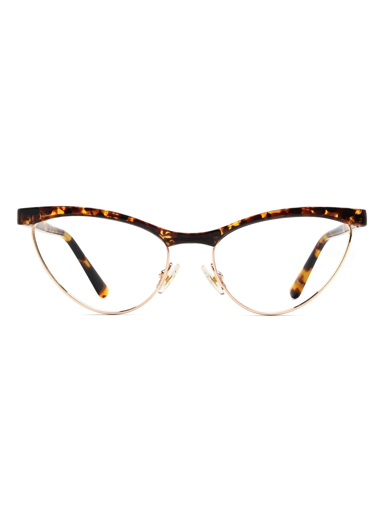Visiloox Catania Einstärkenbrille in Havana Rosé – Cat-Eye Damenbrille aus Metall + TR90, Frontansicht