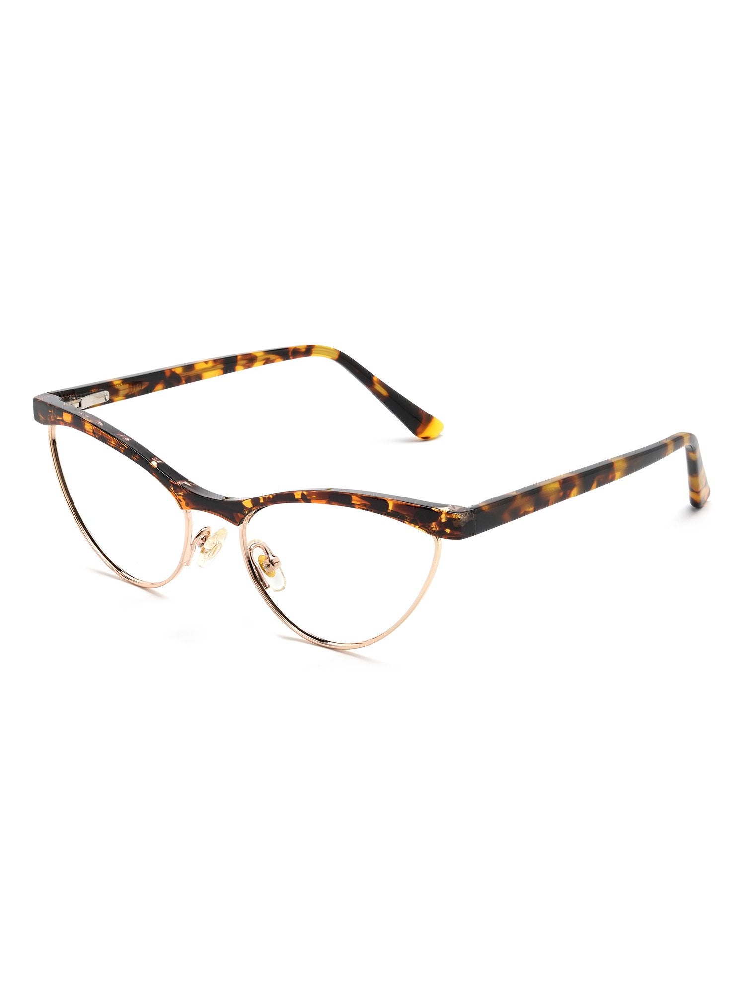 Visiloox Catania Einstärkenbrille in Havana Rosé – Cat-Eye Damenbrille aus Metall + TR90, 3/4-Ansicht