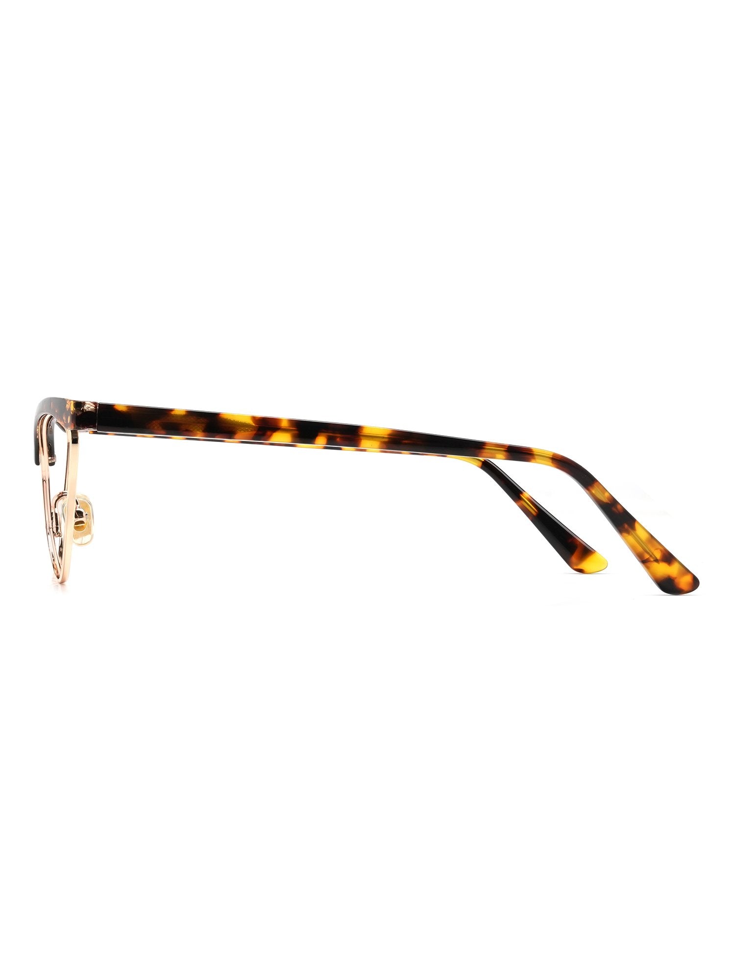 Visiloox Catania Einstärkenbrille in Havana Rosé – Cat-Eye Damenbrille aus Metall + TR90, Seitenansicht mit Bügeldesign