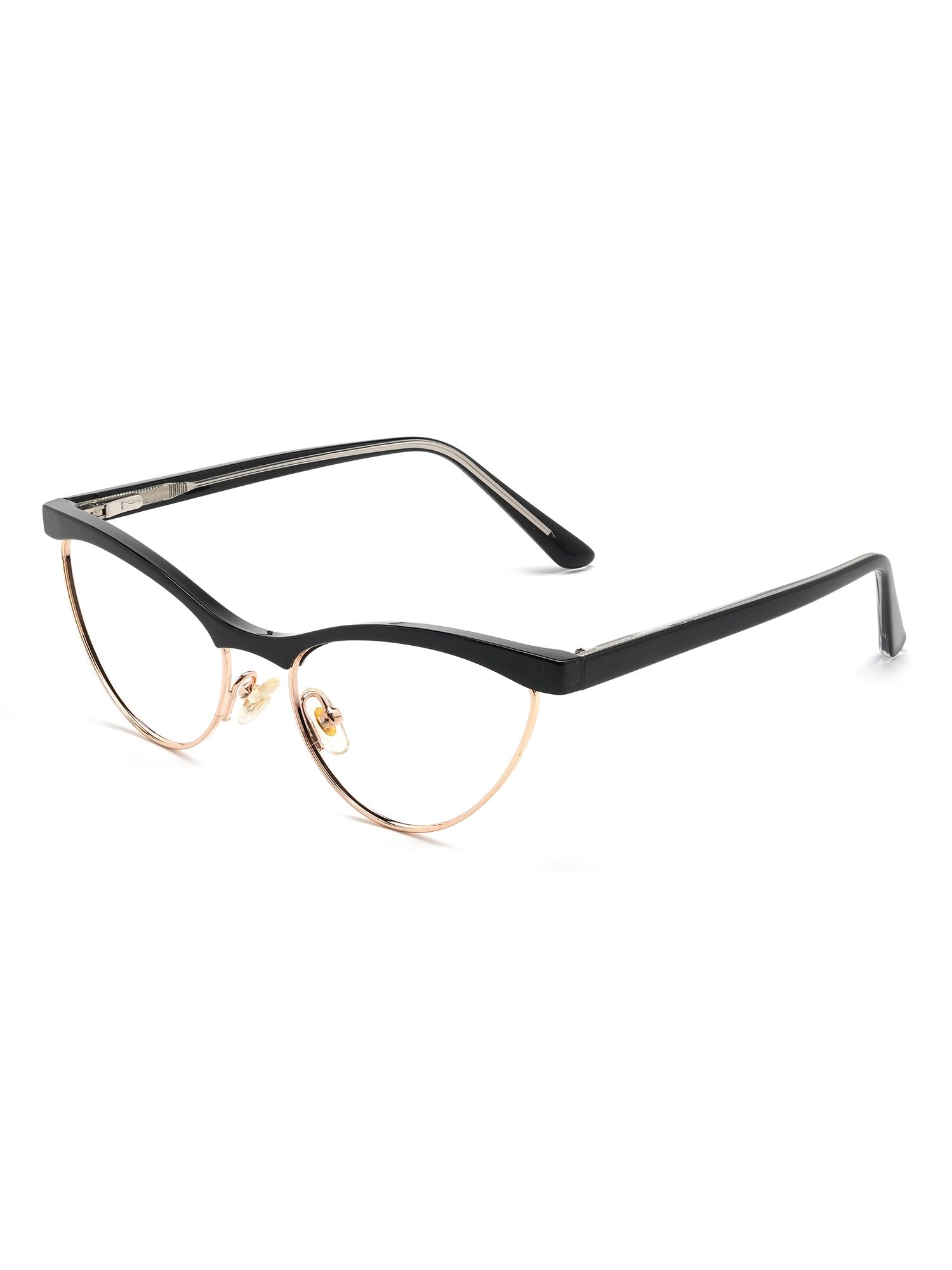 Visiloox Catania Einstärkenbrille in Noir – Cat-Eye Damenbrille aus Metall + TR90, 3/4-Ansicht