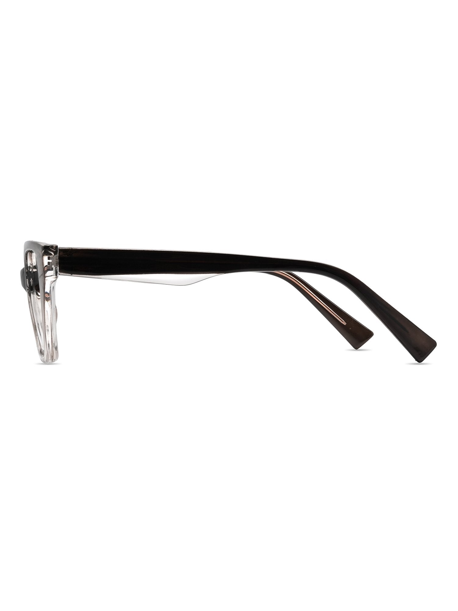 Visiloox Funchal Einstärkenbrille in Fade Smoke – Angular Cat-Eye Damenbrille aus Metall + TR90, Seitenansicht mit Bügeldesign