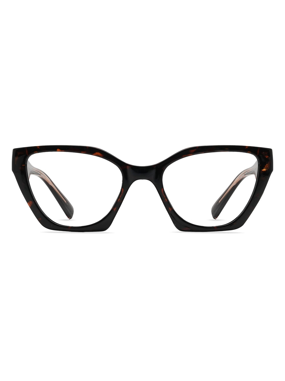 Visiloox Funchal Einstärkenbrille in Havana Ember – Angular Cat-Eye Damenbrille aus Metall + TR90, Frontansicht