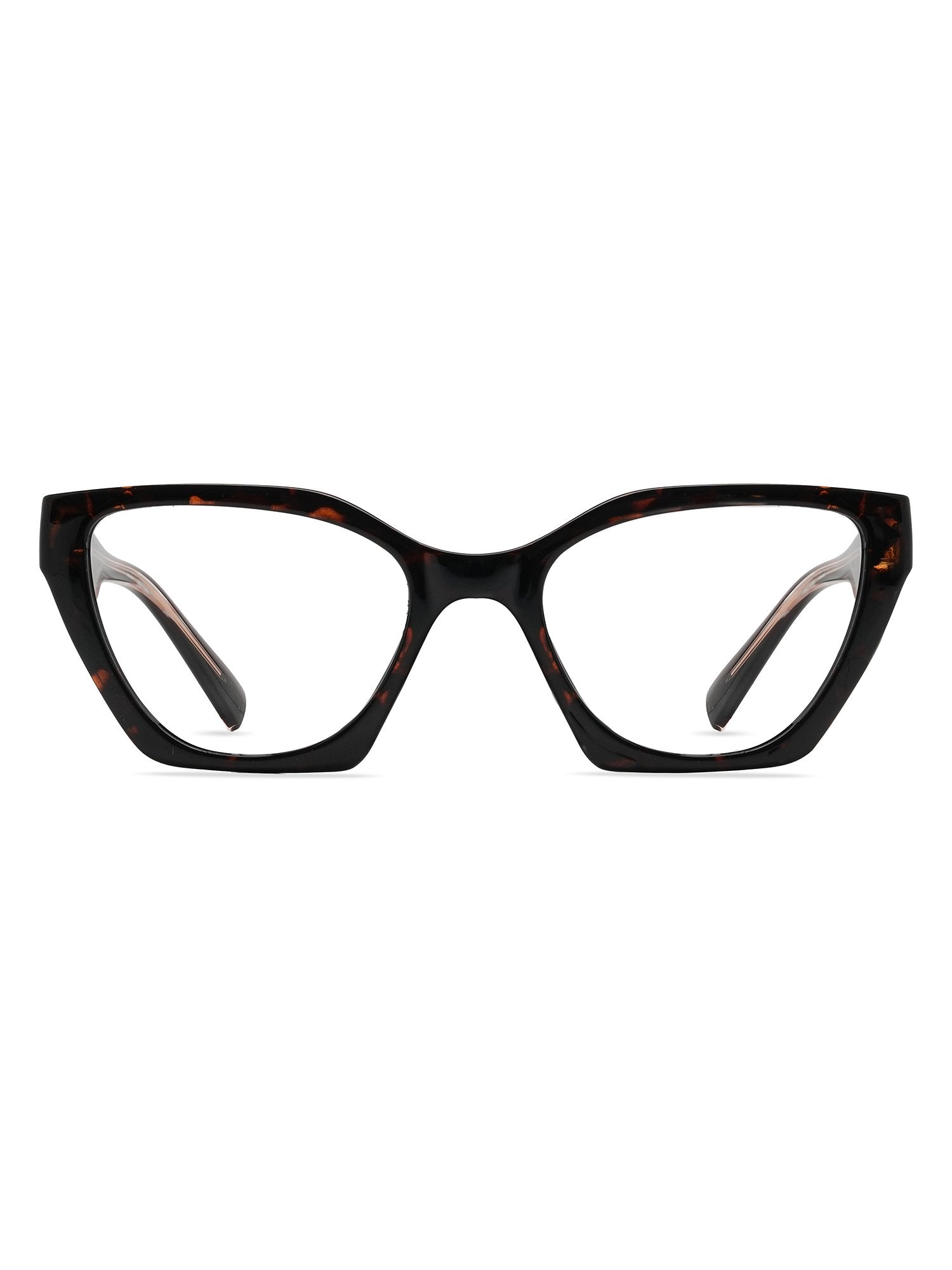 Visiloox Funchal Einstärkenbrille in Havana Ember – Angular Cat-Eye Damenbrille aus Metall + TR90, Frontansicht