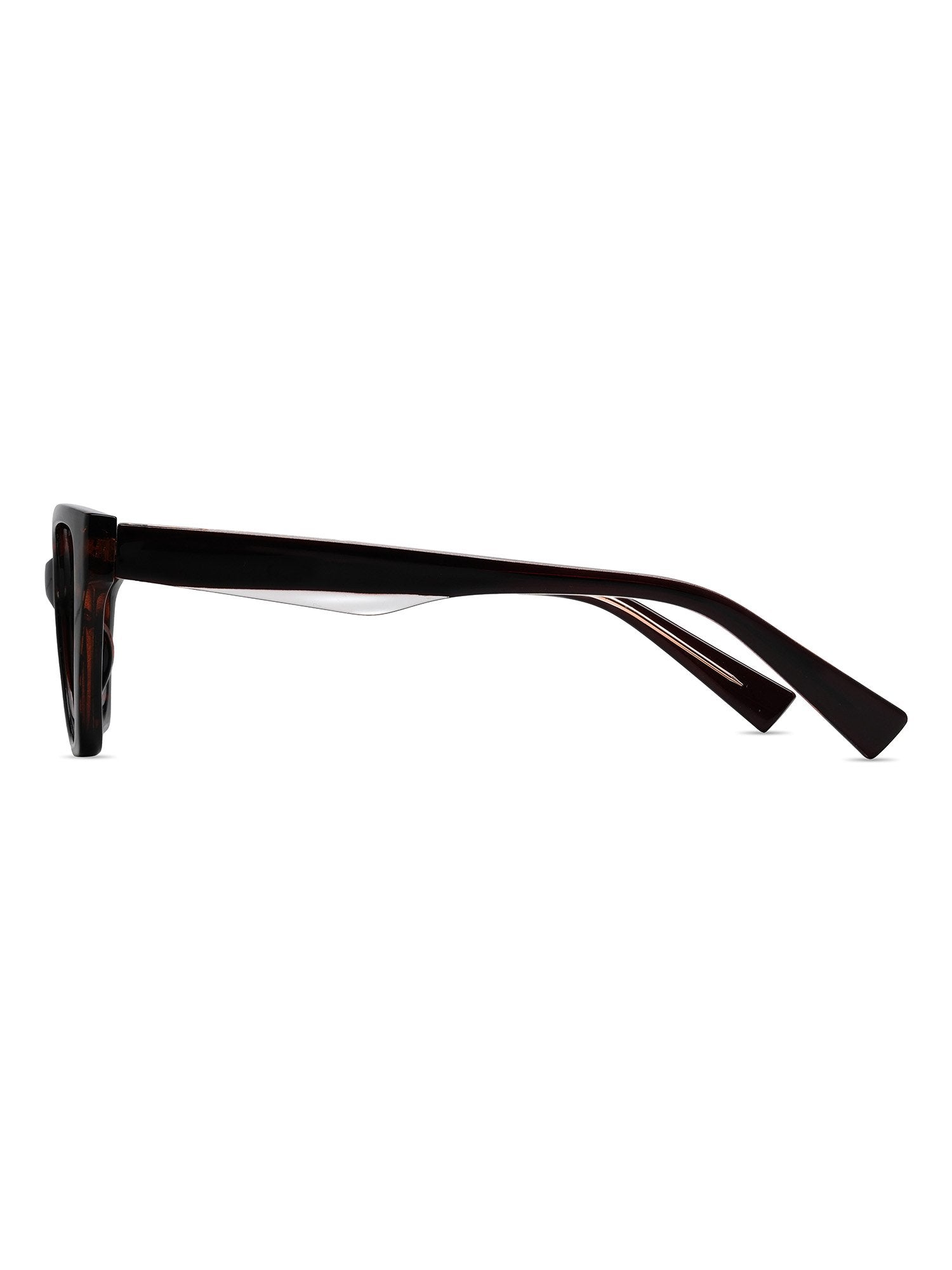 Visiloox Funchal Einstärkenbrille in Havana Ember – Angular Cat-Eye Damenbrille aus Metall + TR90, Seitenansicht mit Bügeldesign