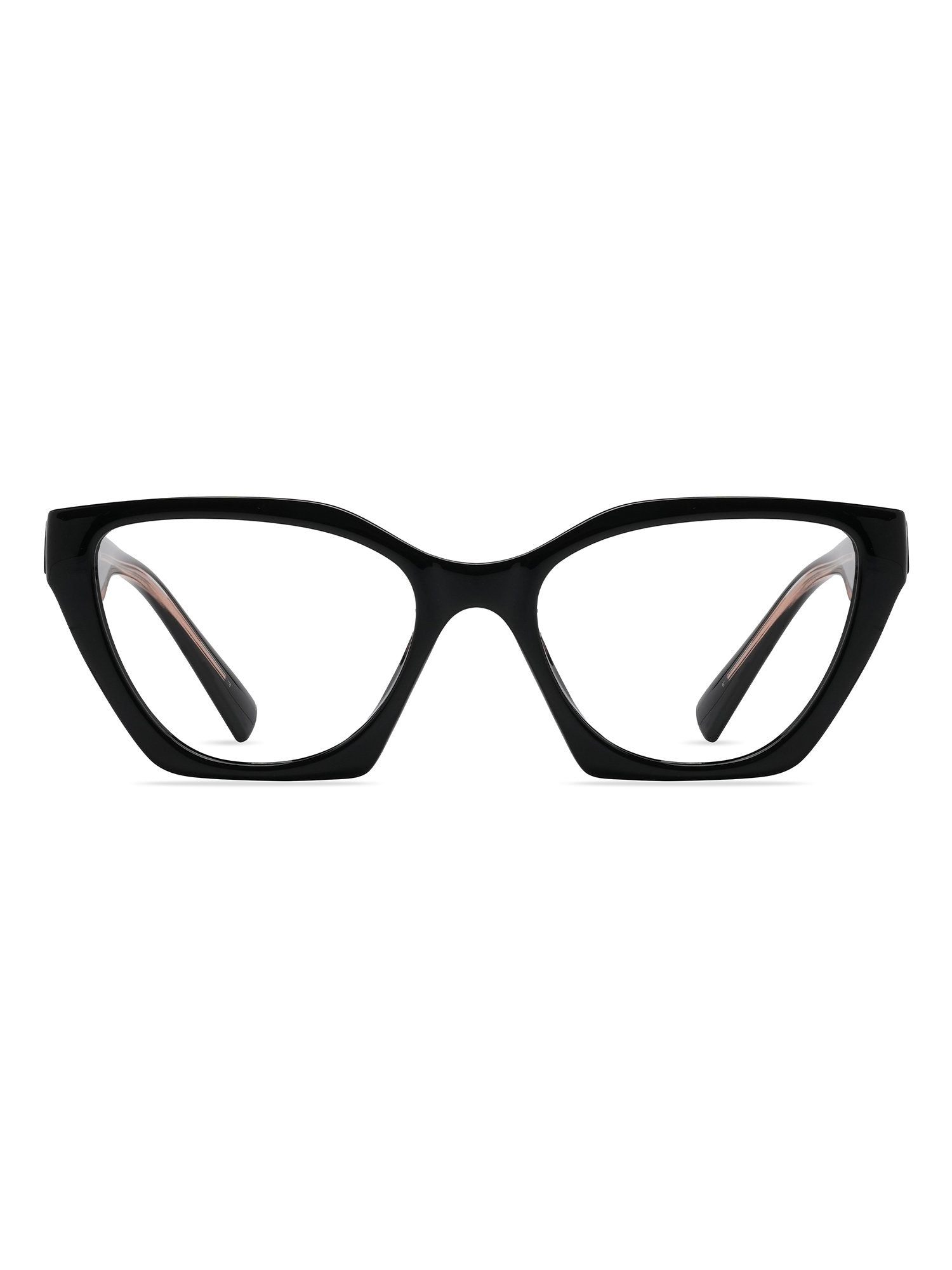 Visiloox Funchal Einstärkenbrille in Noir – Angular Cat-Eye Damenbrille aus Metall + TR90, Frontansicht