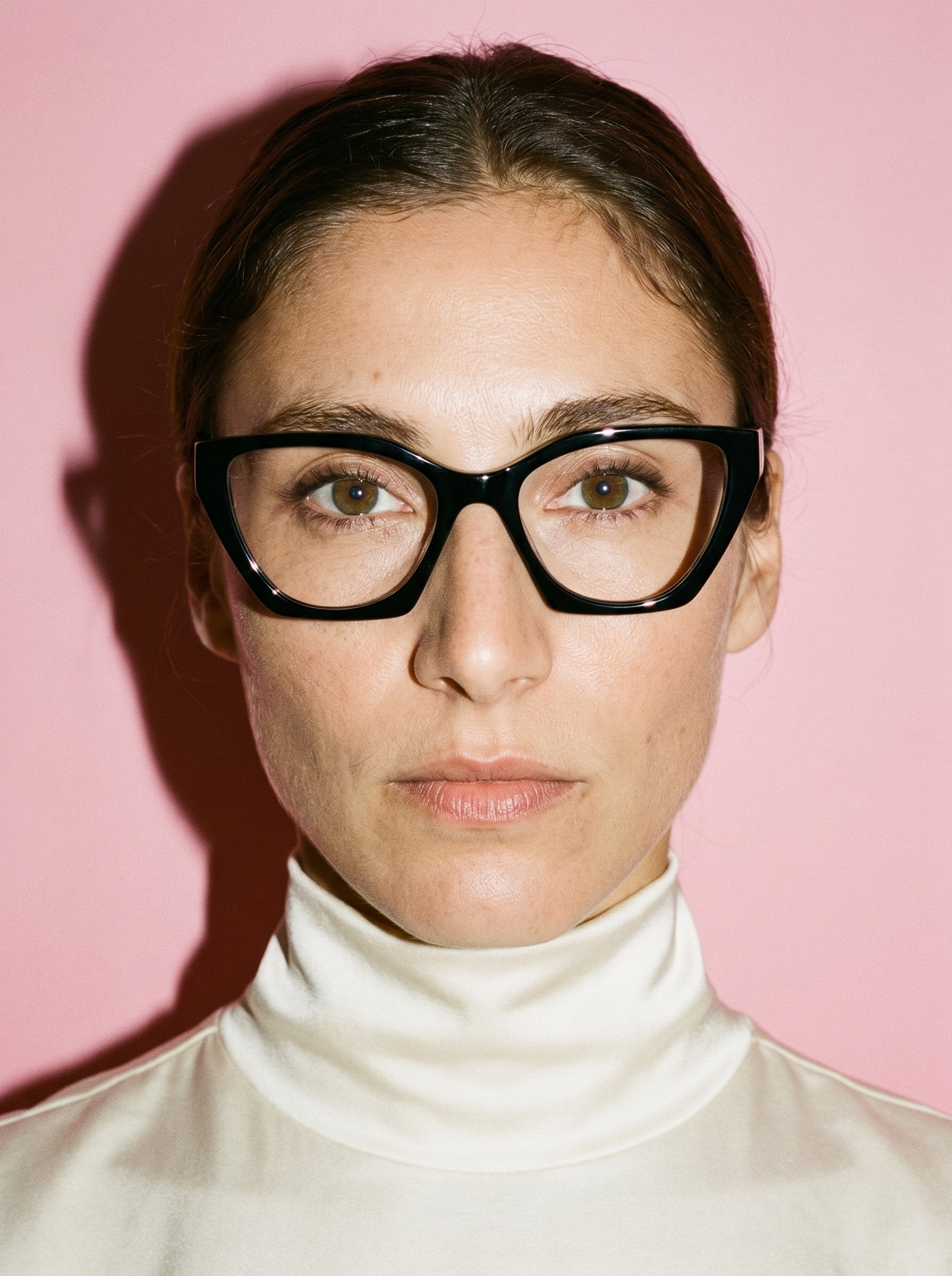 Visiloox Funchal Einstärkenbrille in Noir – Angular Cat-Eye Damenbrille aus Metall + TR90, getragen vom Model