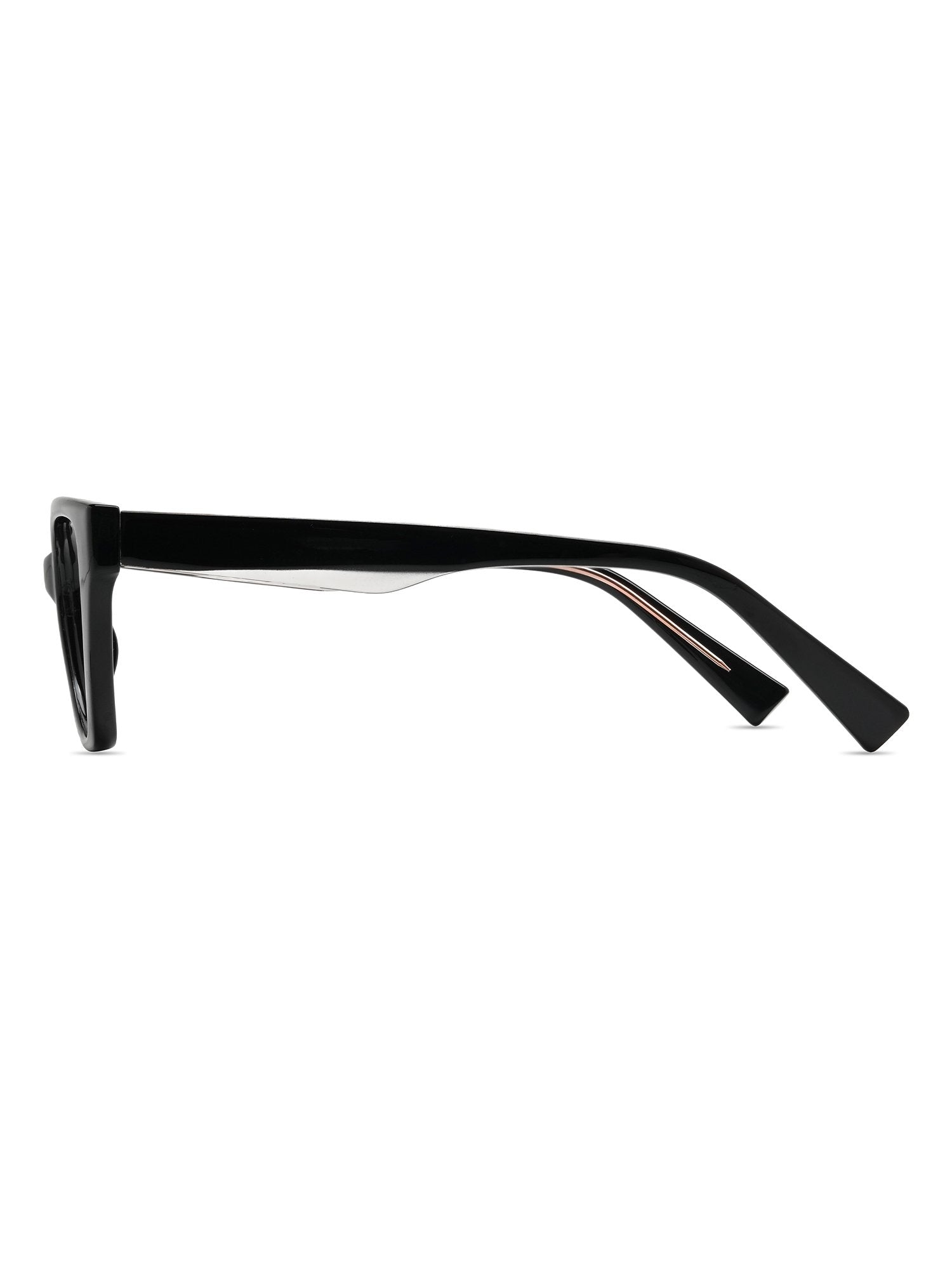 Visiloox Funchal Einstärkenbrille in Noir – Angular Cat-Eye Damenbrille aus Metall + TR90, Seitenansicht mit Bügeldesign