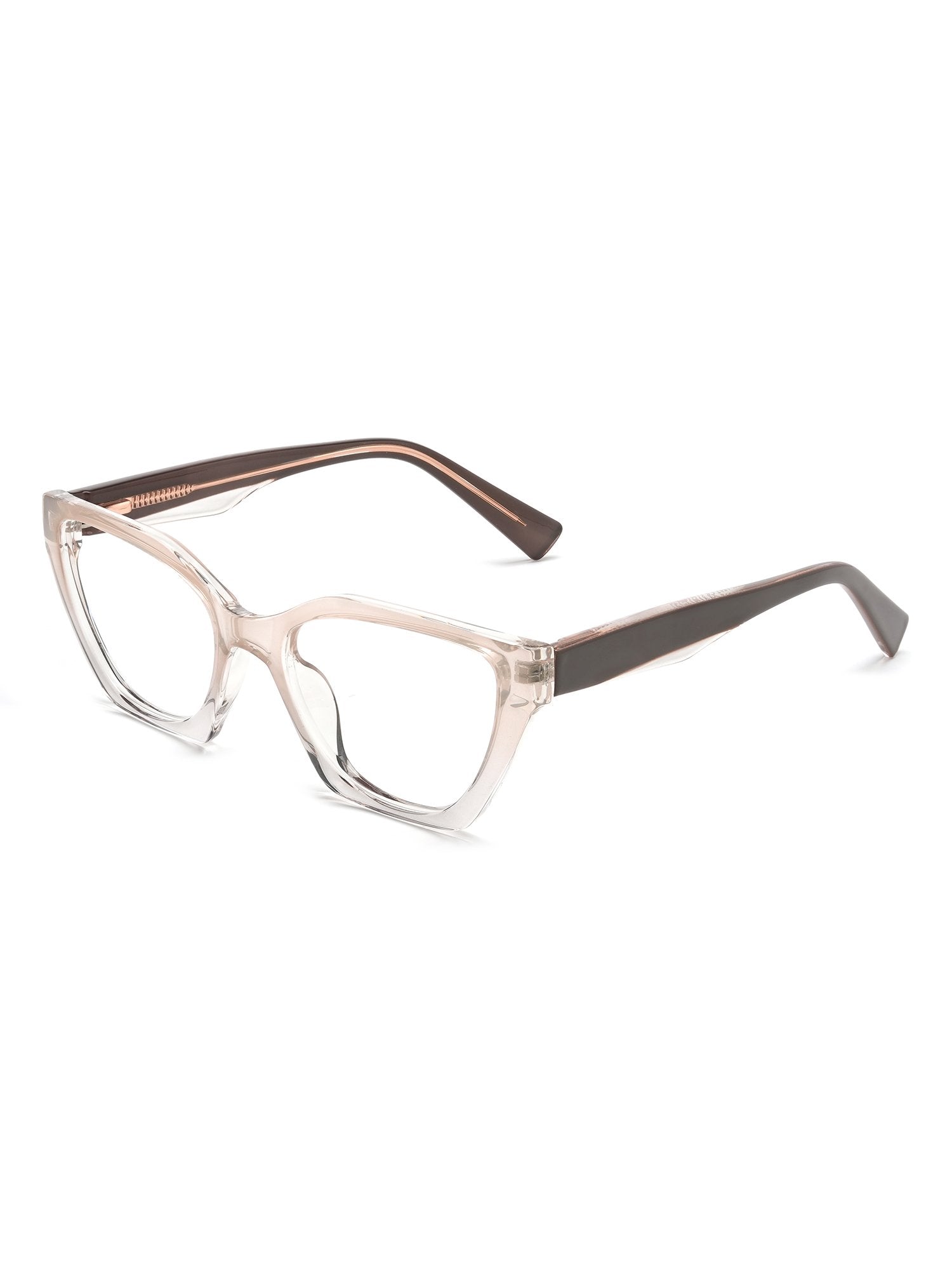 Visiloox Funchal Einstärkenbrille in Rosé – Angular Cat-Eye Damenbrille aus Metall + TR90, 3/4-Ansicht