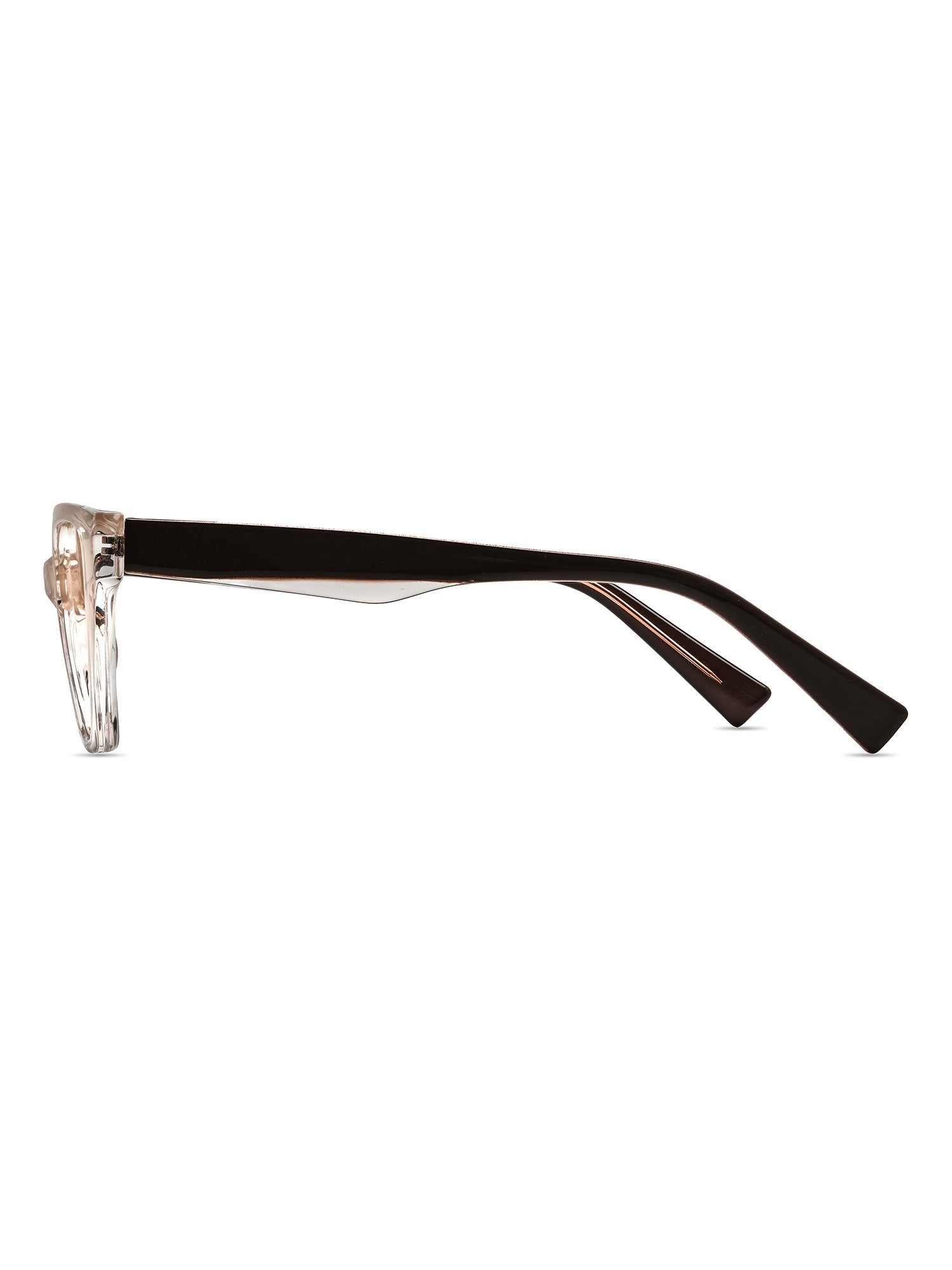 Visiloox Funchal Einstärkenbrille in Rosé – Angular Cat-Eye Damenbrille aus Metall + TR90, Seitenansicht mit Bügeldesign