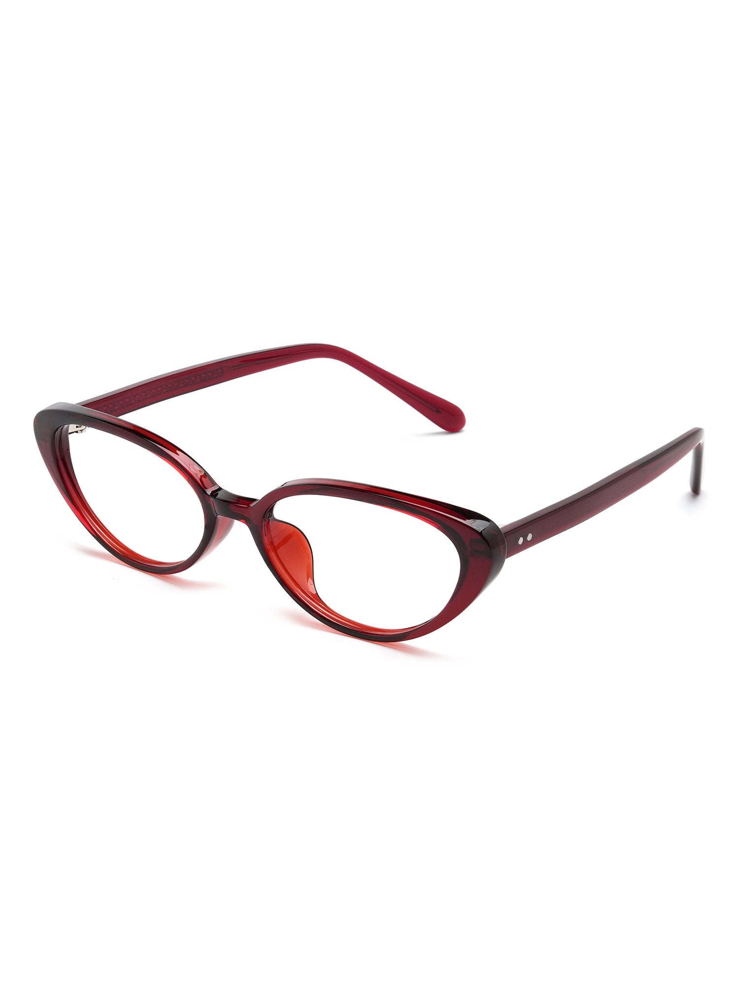 Visiloox Konstanz Einstärkenbrille in Berry – Cat-Eye Damenbrille aus TR90, 3/4-Ansicht