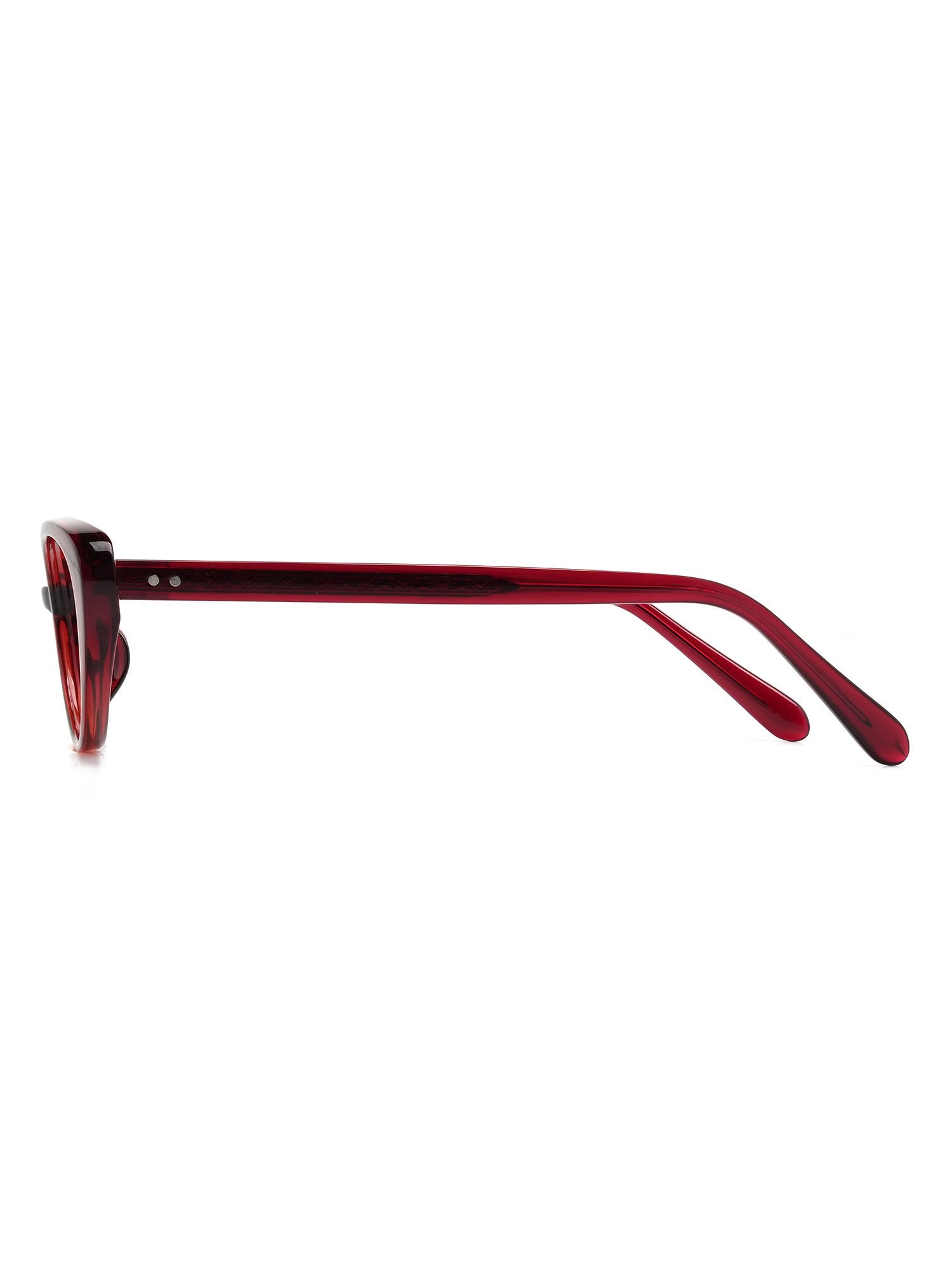 Visiloox Konstanz Einstärkenbrille in Berry – Cat-Eye Damenbrille aus TR90, Seitenansicht mit Bügeldesign