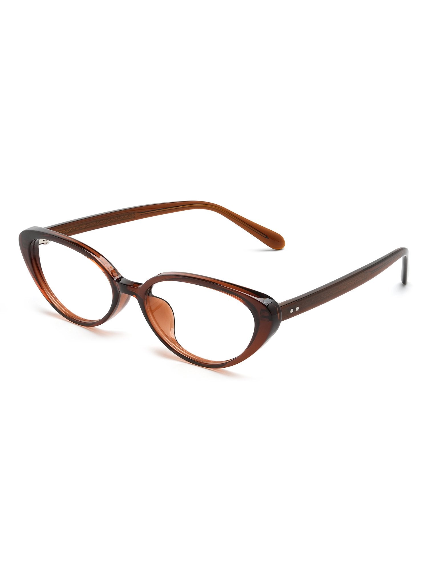 Visiloox Konstanz Einstärkenbrille in Mokka – Cat-Eye Damenbrille aus TR90, 3/4-Ansicht