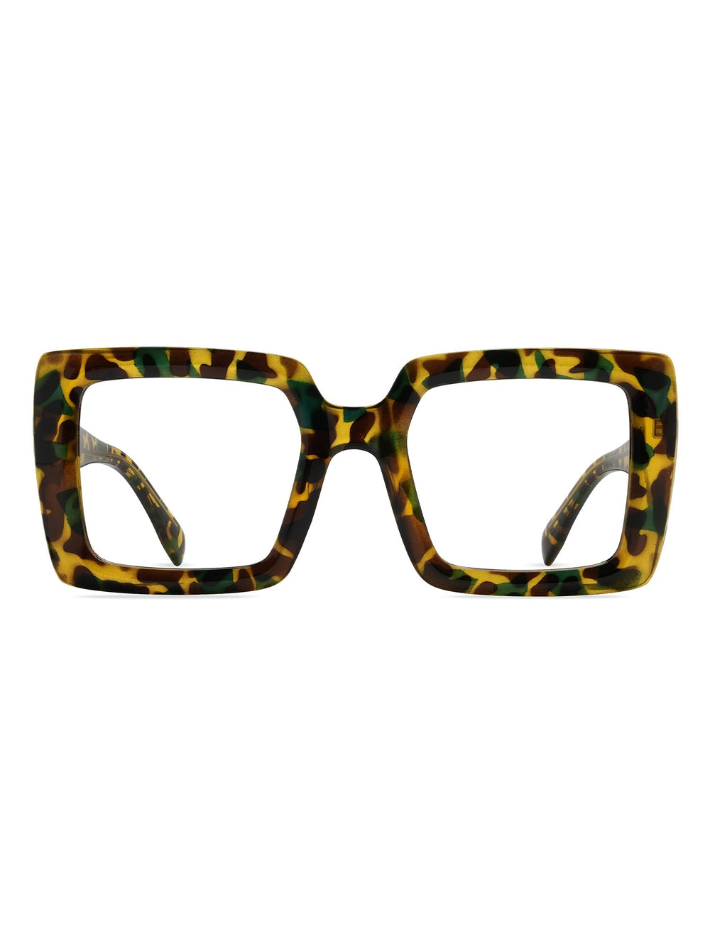 Visiloox Limassol Einstärkenbrille in Havana Moss – Oversized Square Damenbrille aus TR90, Frontansicht