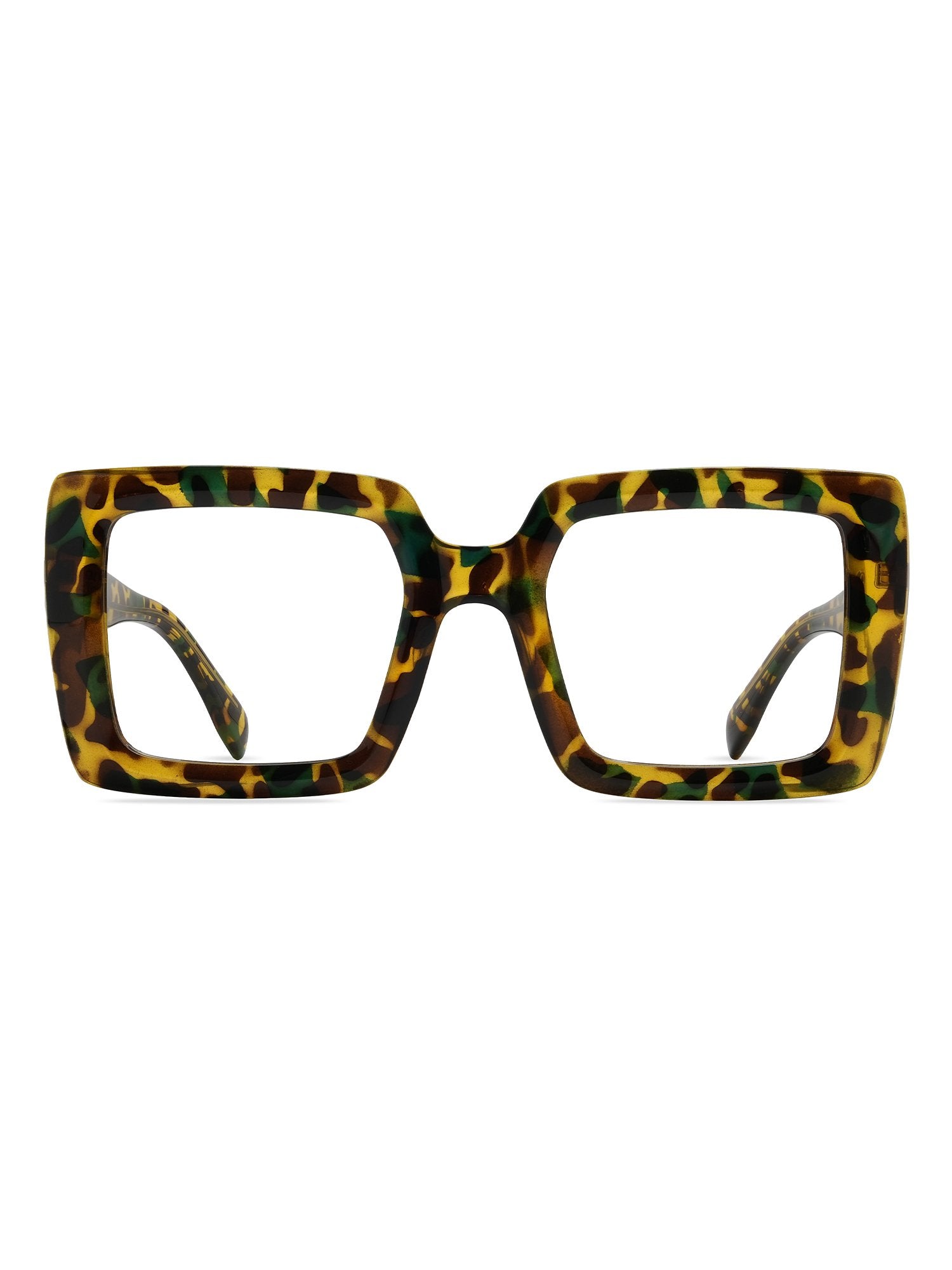 Visiloox Limassol Einstärkenbrille in Havana Moss – Oversized Square Damenbrille aus TR90, Frontansicht