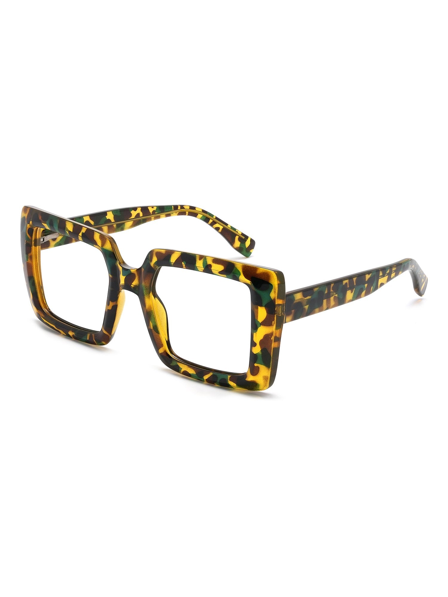Visiloox Limassol Einstärkenbrille in Havana Moss – Oversized Square Damenbrille aus TR90, 3/4-Ansicht