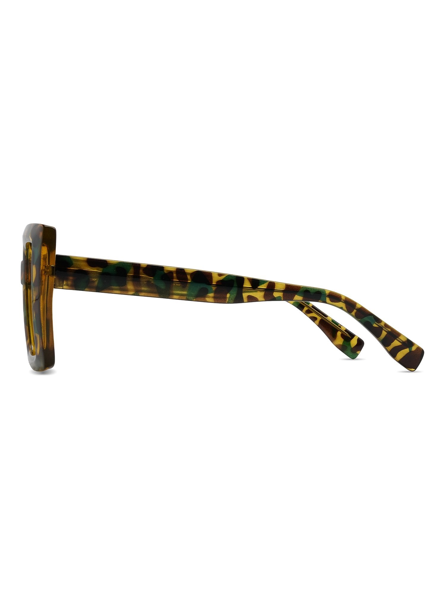 Visiloox Limassol Einstärkenbrille in Havana Moss – Oversized Square Damenbrille aus TR90, Seitenansicht mit Bügeldesign