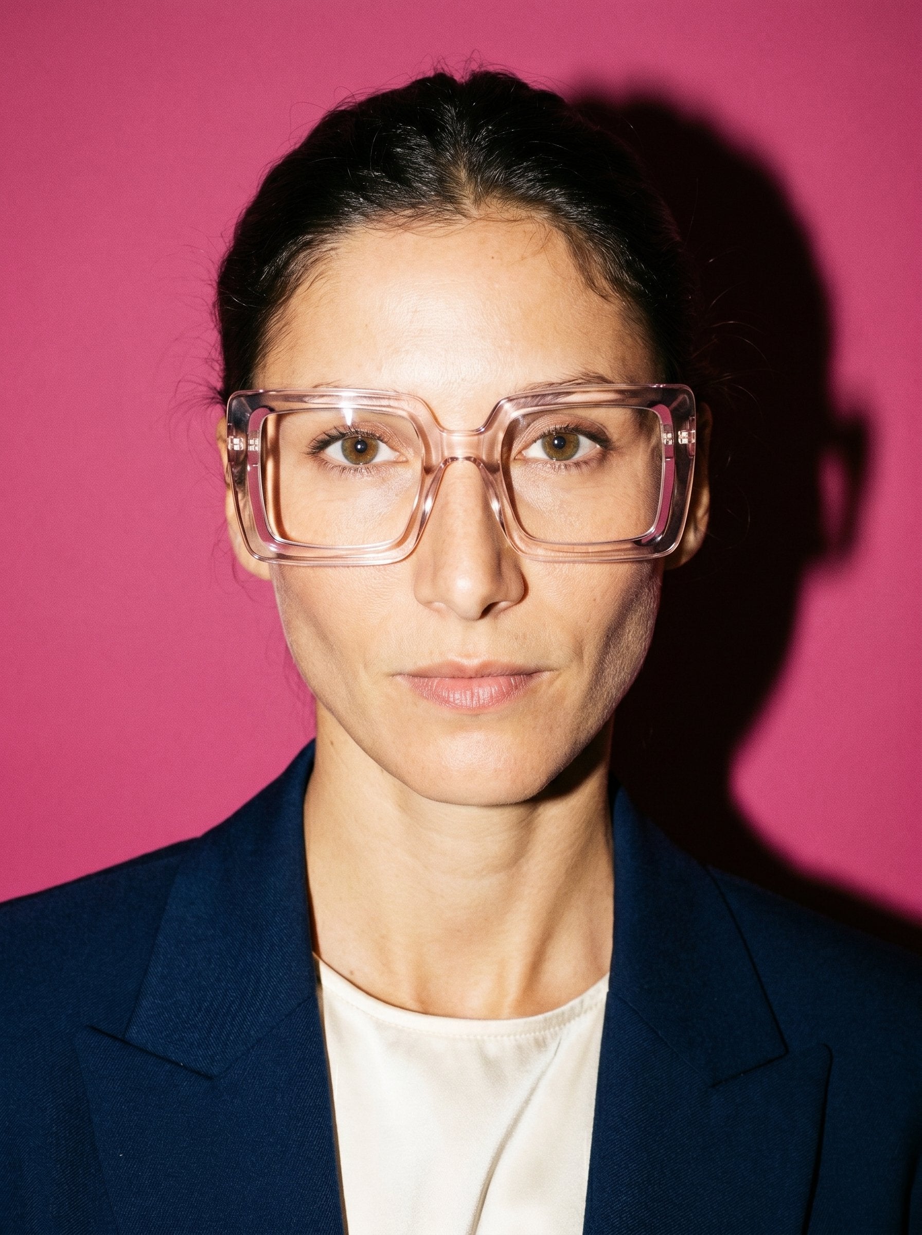 Visiloox Limassol Einstärkenbrille in Rosé – Oversized Square Damenbrille aus TR90, getragen vom Model