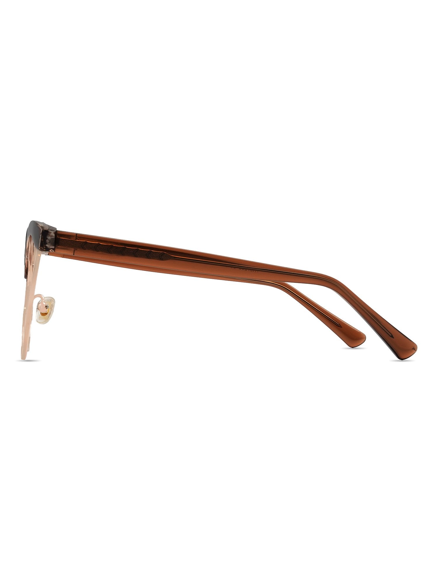 Visiloox Mombasa Einstärkenbrille in Espresso – Butterfly Cat-Eye Damenbrille aus Metall + TR90, Seitenansicht mit Bügeldesign