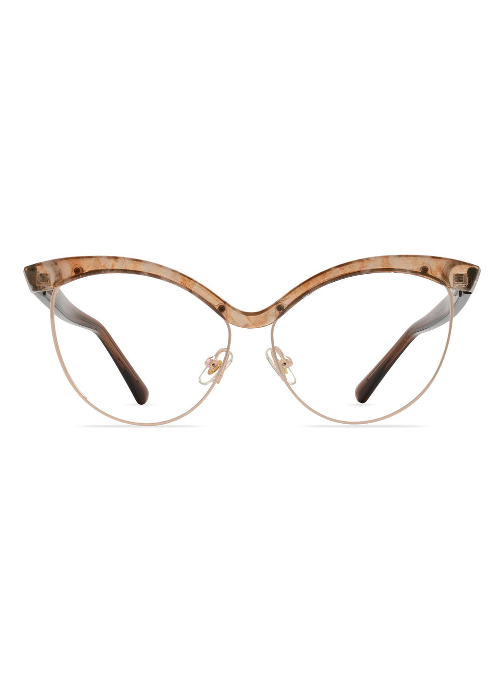 Visiloox Mombasa Einstärkenbrille in Floral – Butterfly Cat-Eye Damenbrille aus Metall + TR90, Frontansicht
