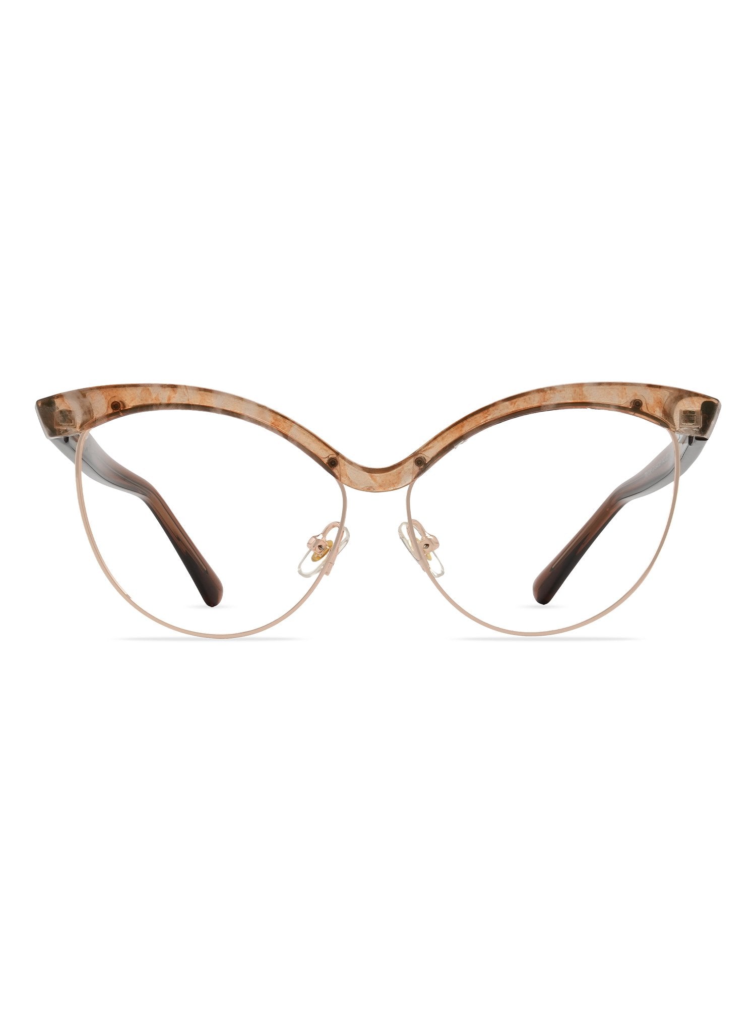Visiloox Mombasa Einstärkenbrille in Floral – Butterfly Cat-Eye Damenbrille aus Metall + TR90, Frontansicht