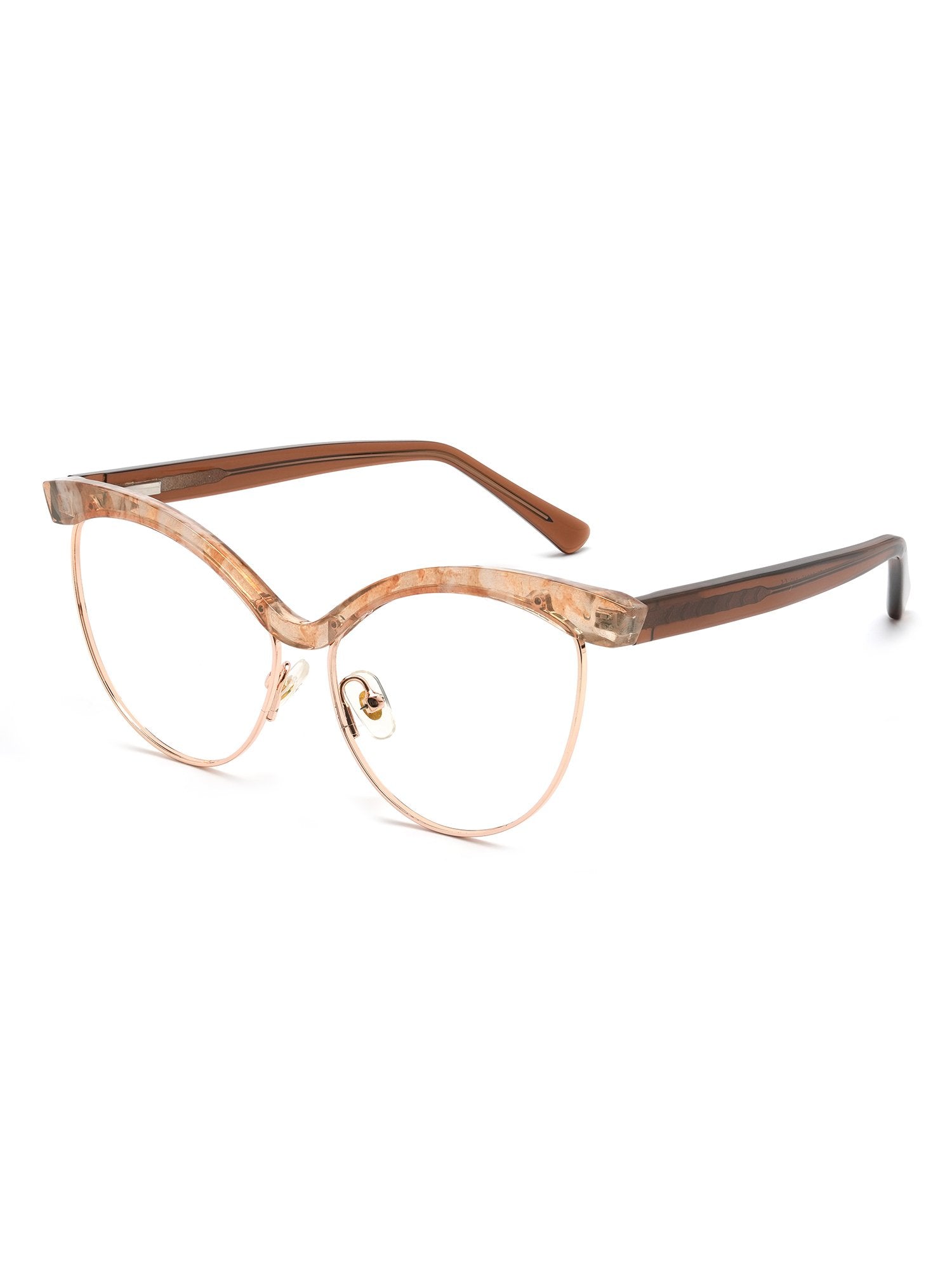 Visiloox Mombasa Einstärkenbrille in Floral – Butterfly Cat-Eye Damenbrille aus Metall + TR90, 3/4-Ansicht