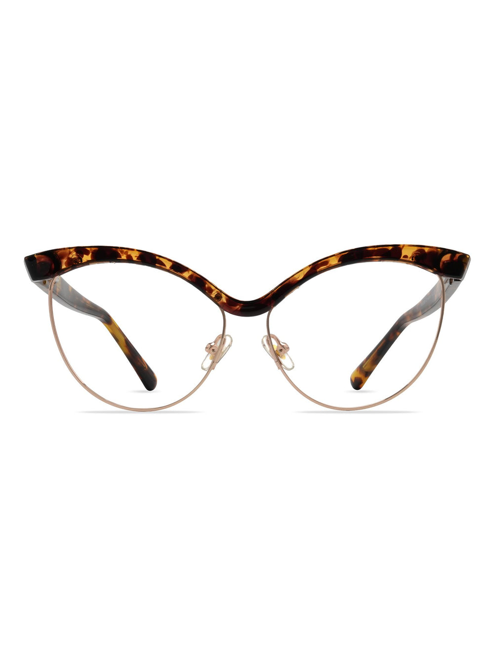 Visiloox Mombasa Einstärkenbrille in Havana Copper – Butterfly Cat-Eye Damenbrille aus Metall + TR90, Frontansicht
