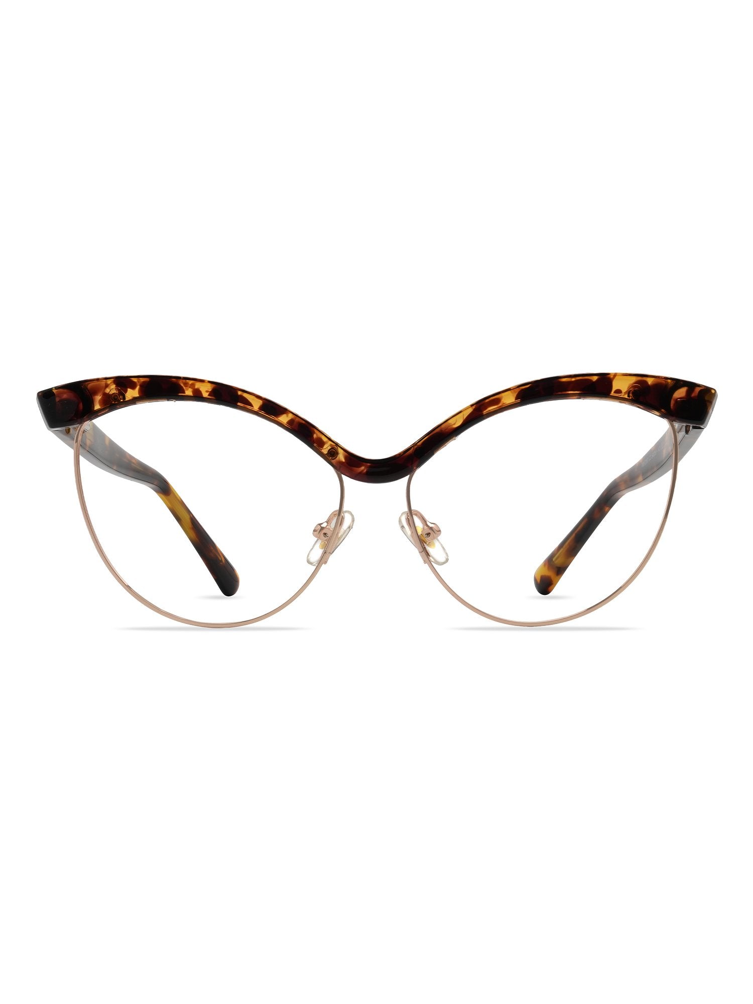 Visiloox Mombasa Einstärkenbrille in Havana Copper – Butterfly Cat-Eye Damenbrille aus Metall + TR90, Frontansicht