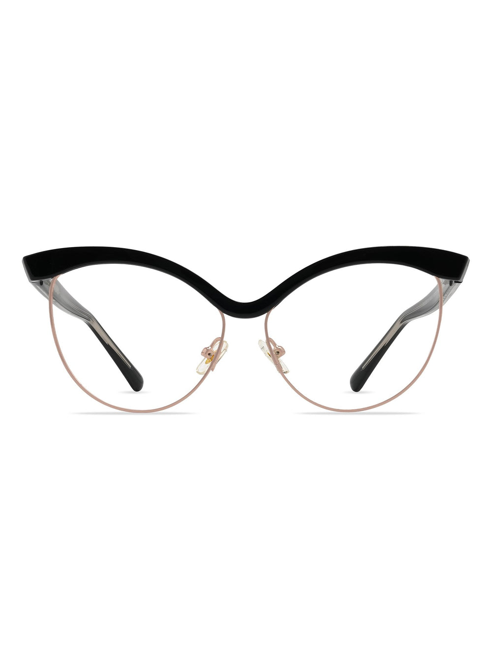 Visiloox Mombasa Einstärkenbrille in Noir – Butterfly Cat-Eye Damenbrille aus Metall + TR90, Frontansicht