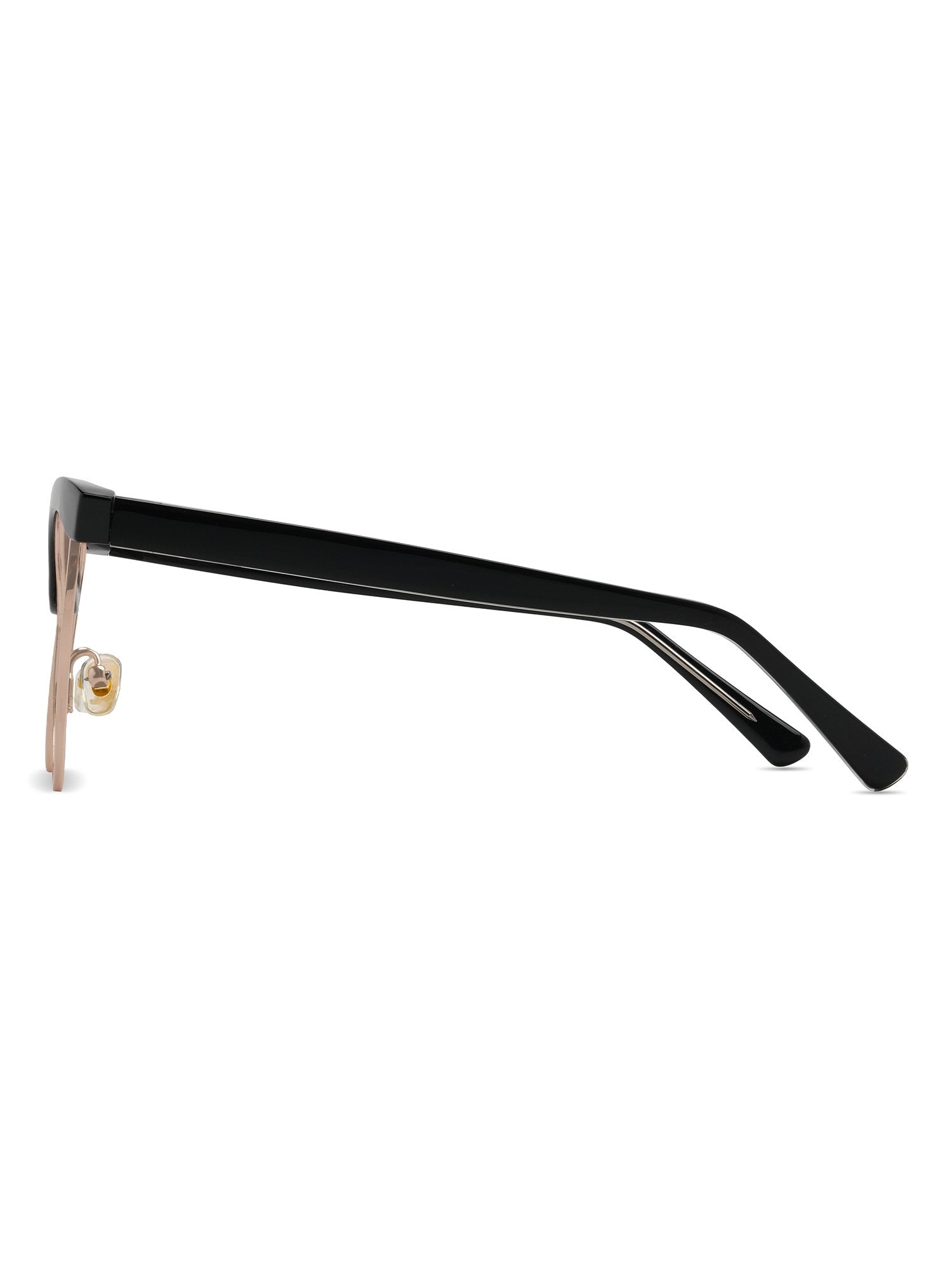Visiloox Mombasa Einstärkenbrille in Noir – Butterfly Cat-Eye Damenbrille aus Metall + TR90, Seitenansicht mit Bügeldesign