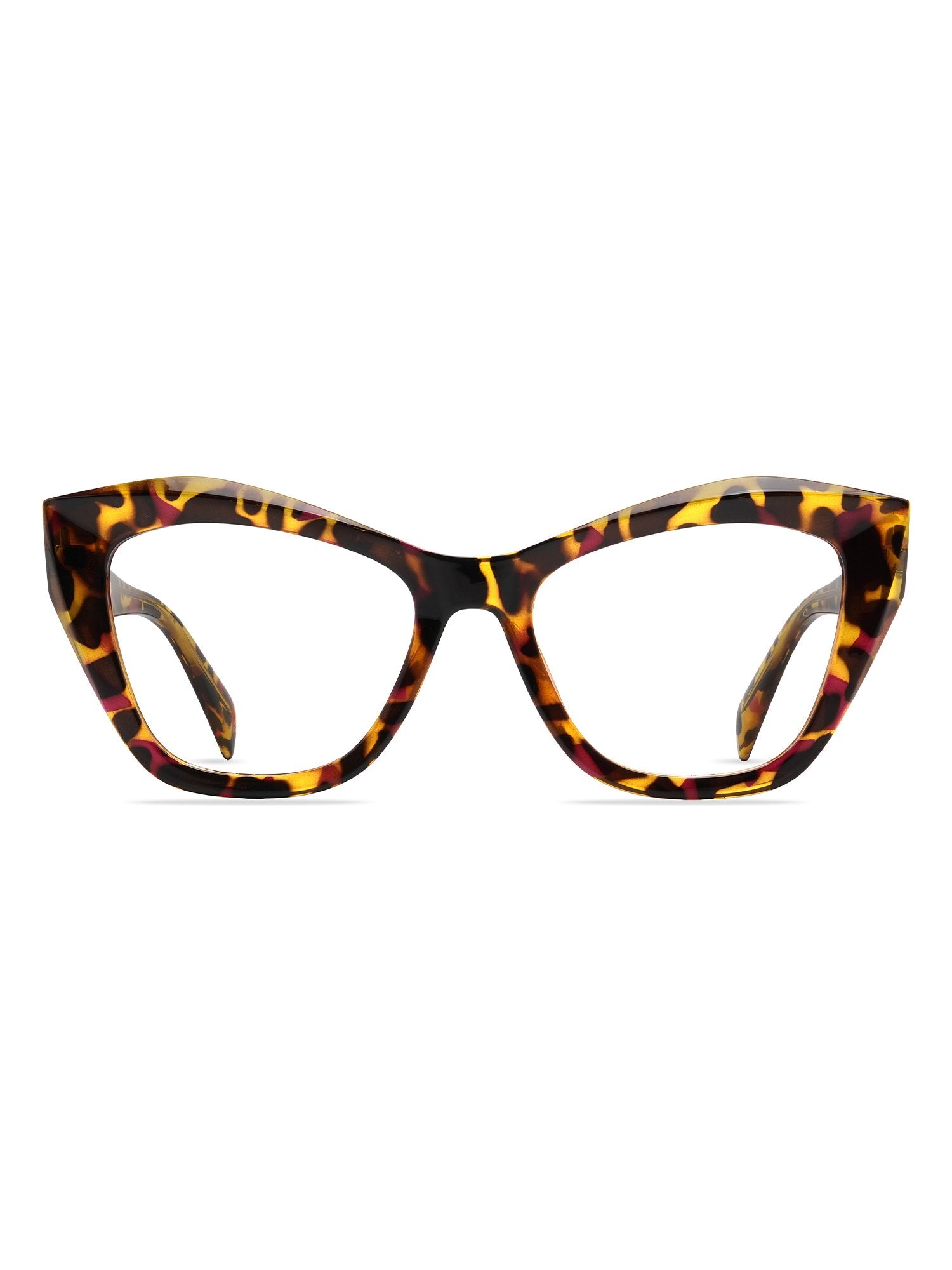 Visiloox Ravenna Einstärkenbrille in Havana Amber – Cat-Eye Damenbrille aus TR90, Frontansicht