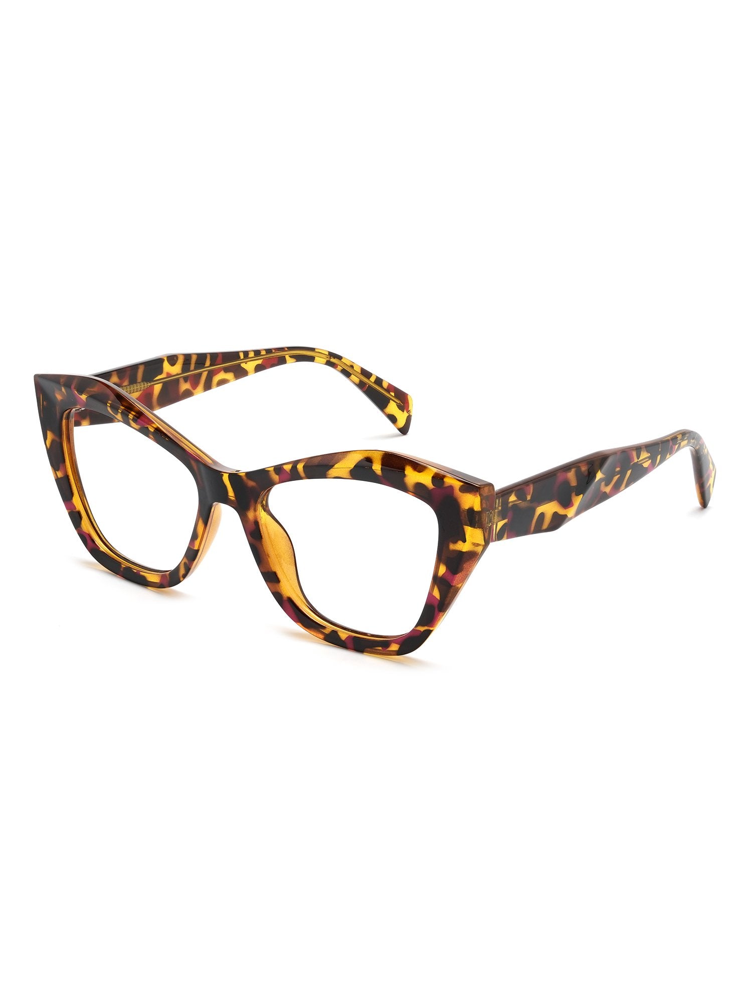 Visiloox Ravenna Einstärkenbrille in Havana Amber – Cat-Eye Damenbrille aus TR90, 3/4-Ansicht