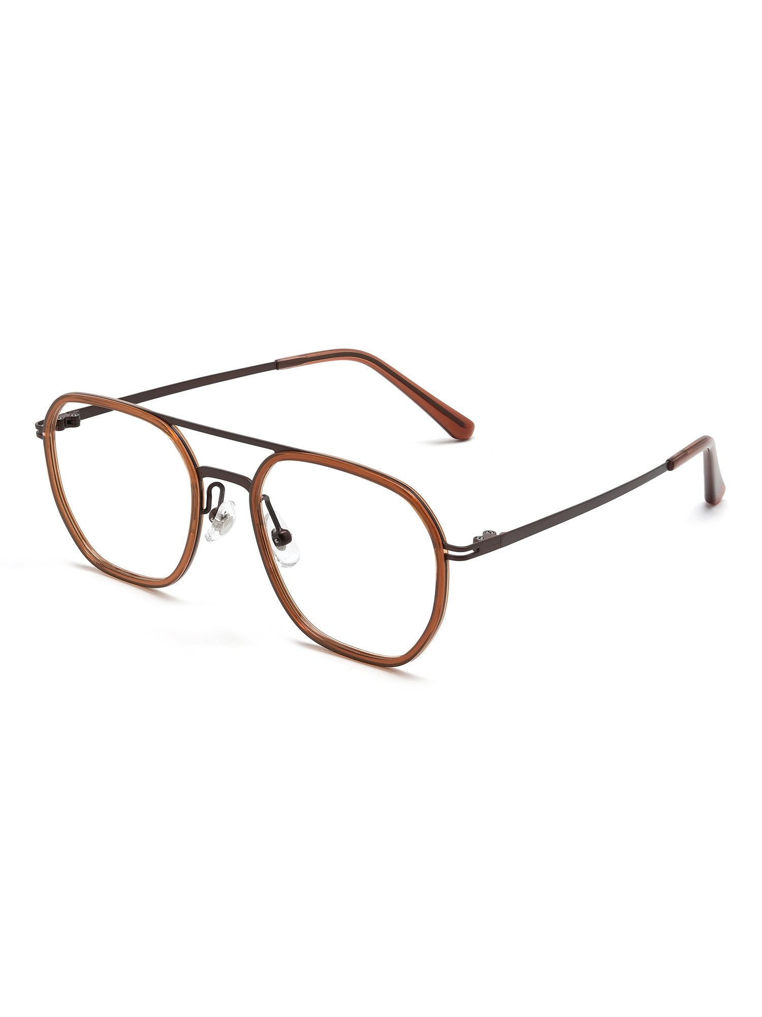 Visiloox Sarajevo Einstärkenbrille in Amber – Geometric Unisexbrille aus Titan + TR90, 3/4-Ansicht
