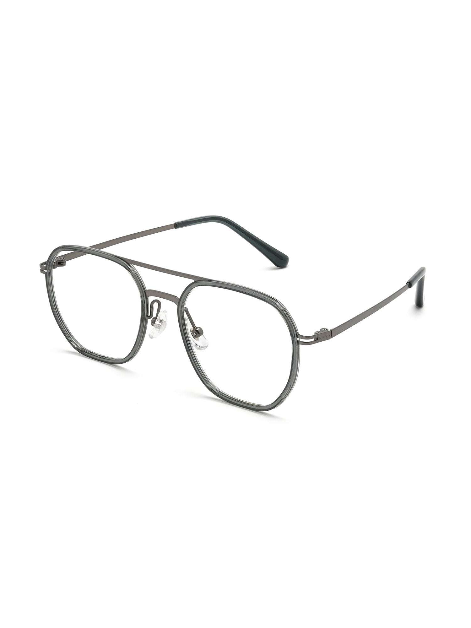 Visiloox Sarajevo Einstärkenbrille in Graphit – Geometric Unisexbrille aus Titan + TR90, 3/4-Ansicht