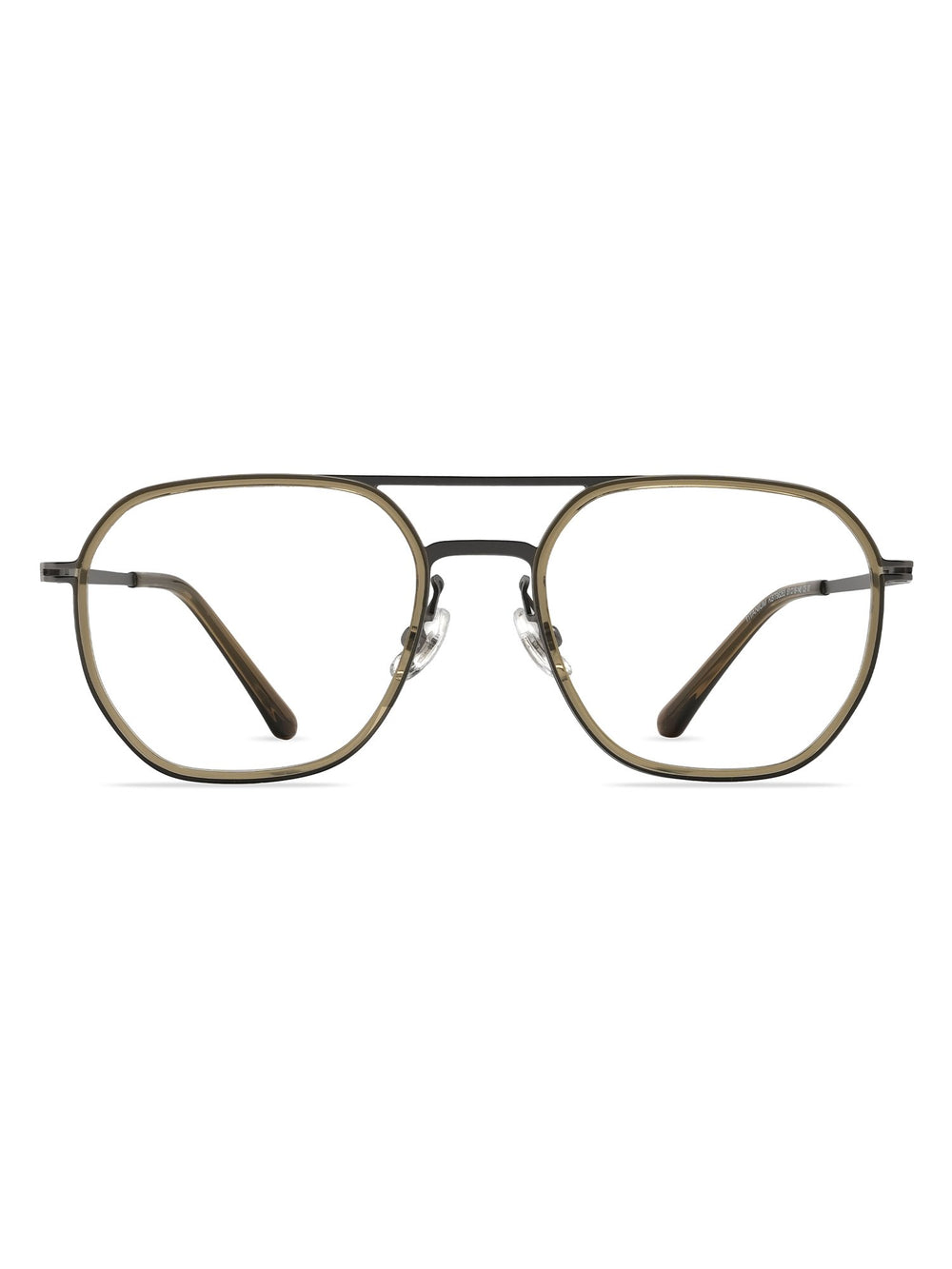 Visiloox Sarajevo Einstärkenbrille in Olive – Geometric Unisexbrille aus Titan + TR90, Frontansicht