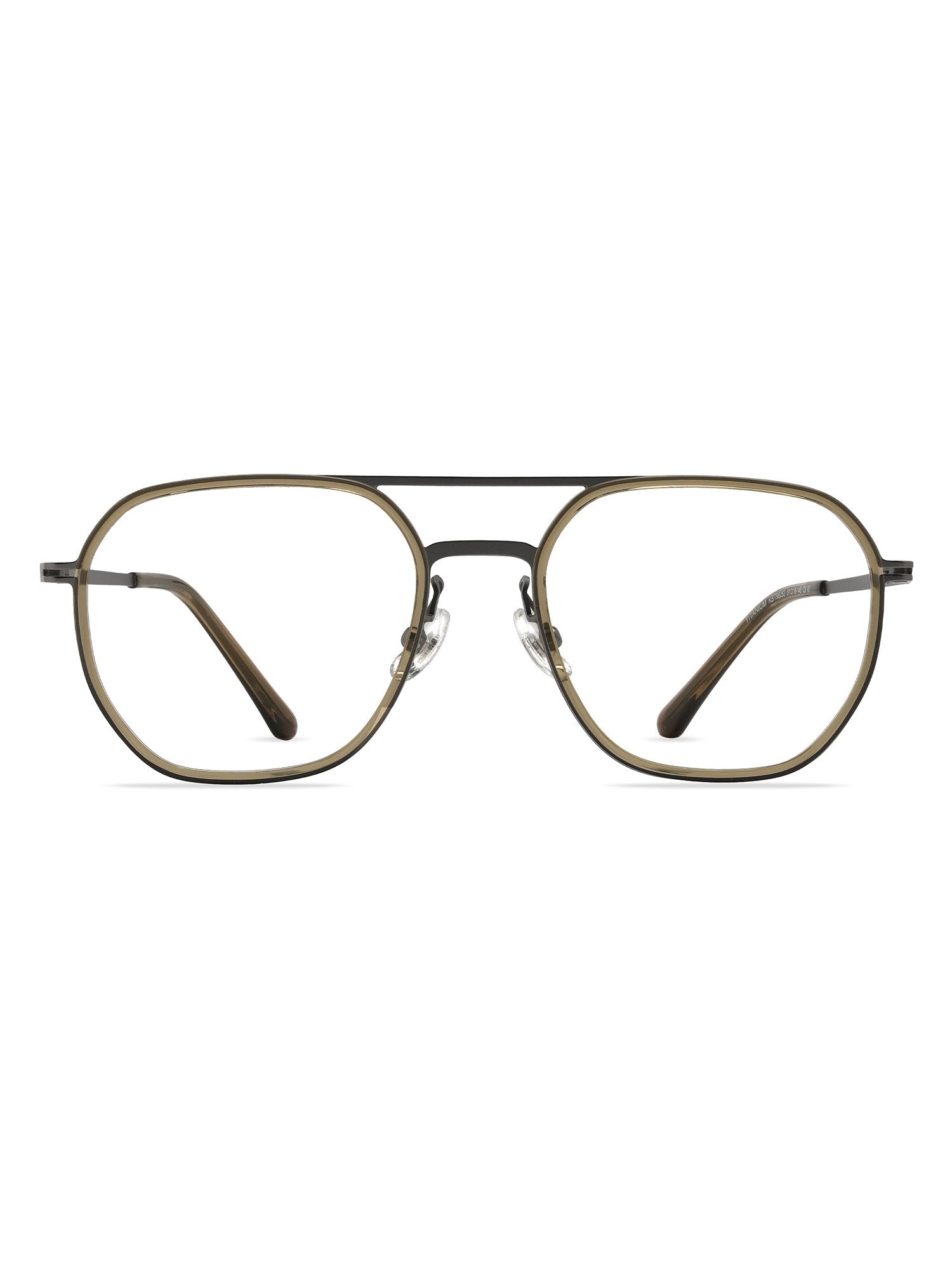 Visiloox Sarajevo Einstärkenbrille in Olive – Geometric Unisexbrille aus Titan + TR90, Frontansicht