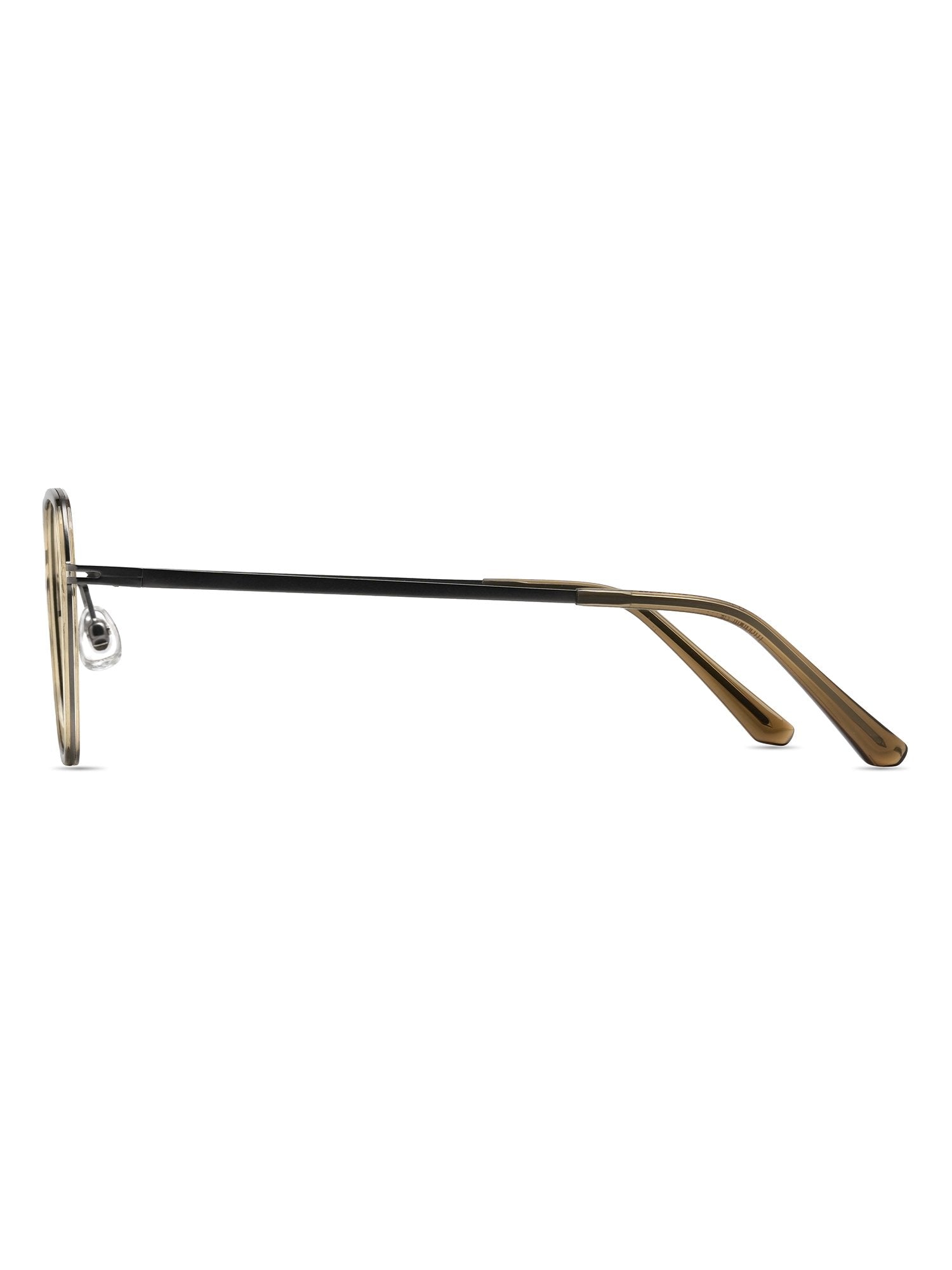 Visiloox Sarajevo Einstärkenbrille in Olive – Geometric Unisexbrille aus Titan + TR90, Seitenansicht mit Bügeldesign