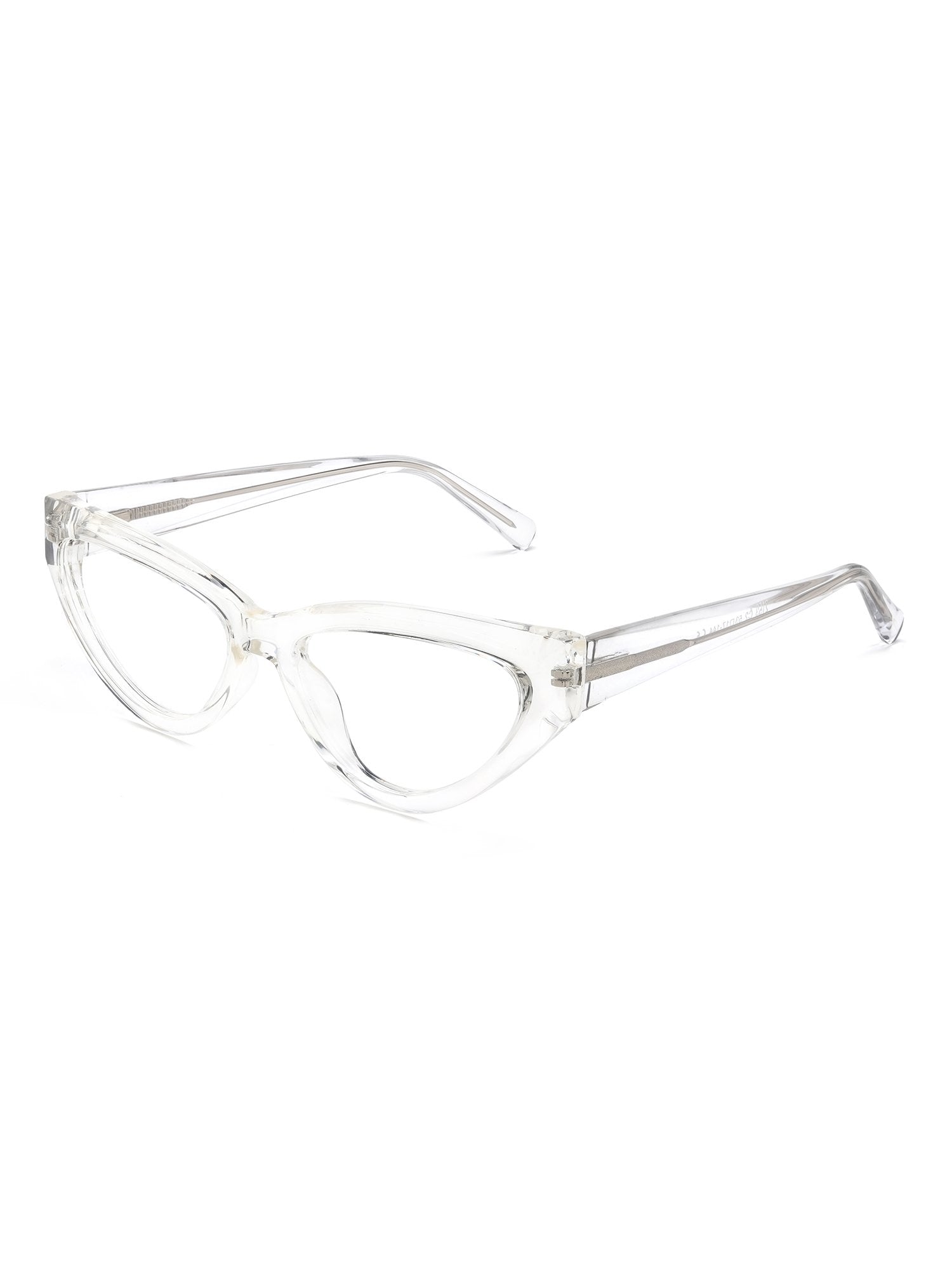 Visiloox Stavanger Einstärkenbrille in Crystal – Sharp Cat-Eye Damenbrille aus TR90, 3/4-Ansicht