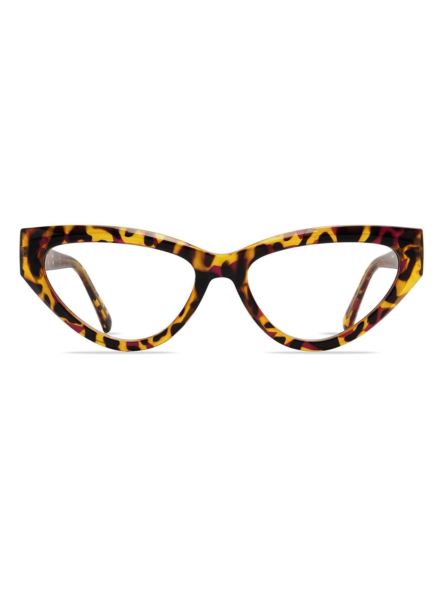 Visiloox Stavanger Einstärkenbrille in Havana Sunset – Sharp Cat-Eye Damenbrille aus TR90, Frontansicht