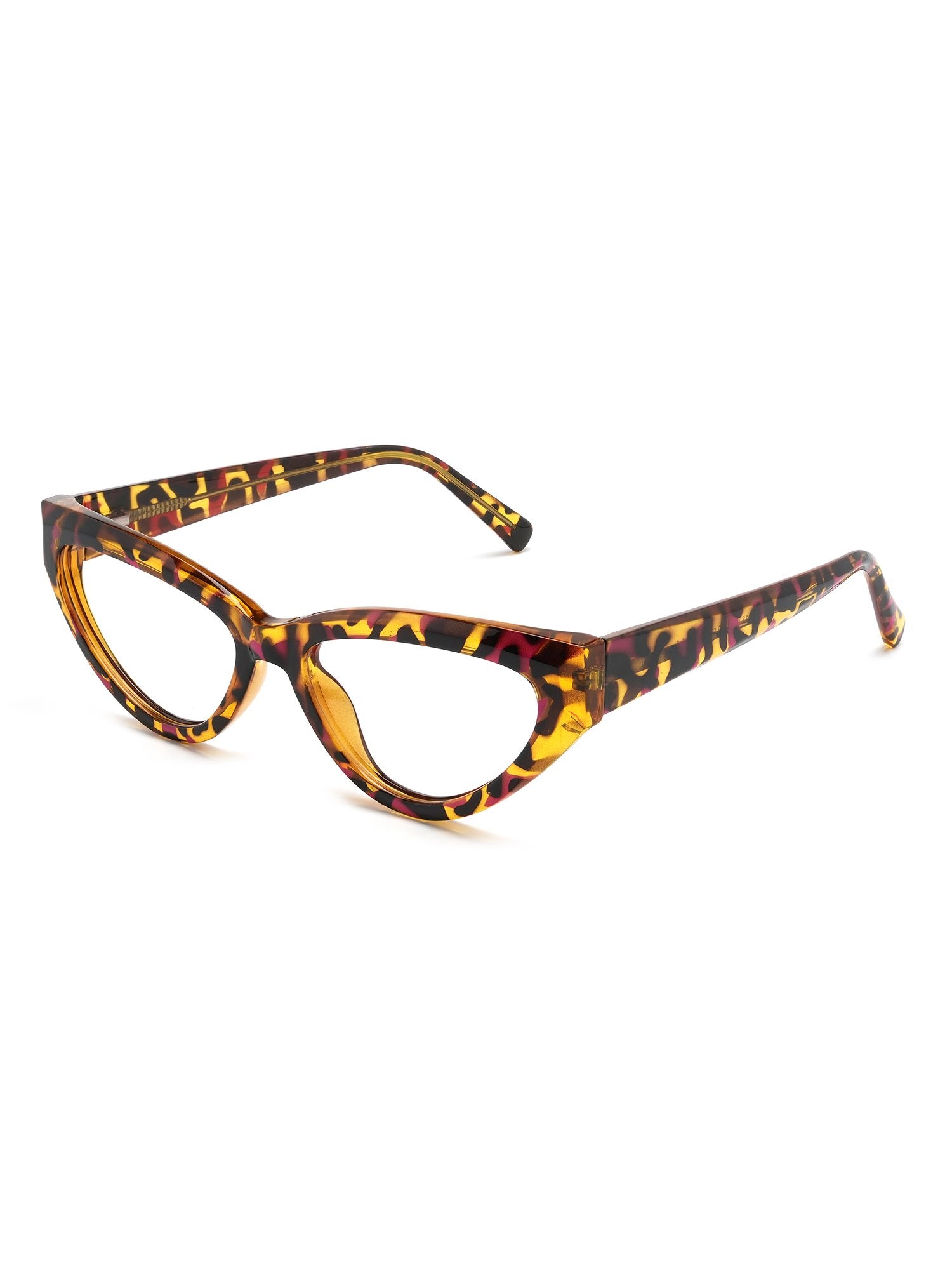 Visiloox Stavanger Einstärkenbrille in Havana Sunset – Sharp Cat-Eye Damenbrille aus TR90, 3/4-Ansicht