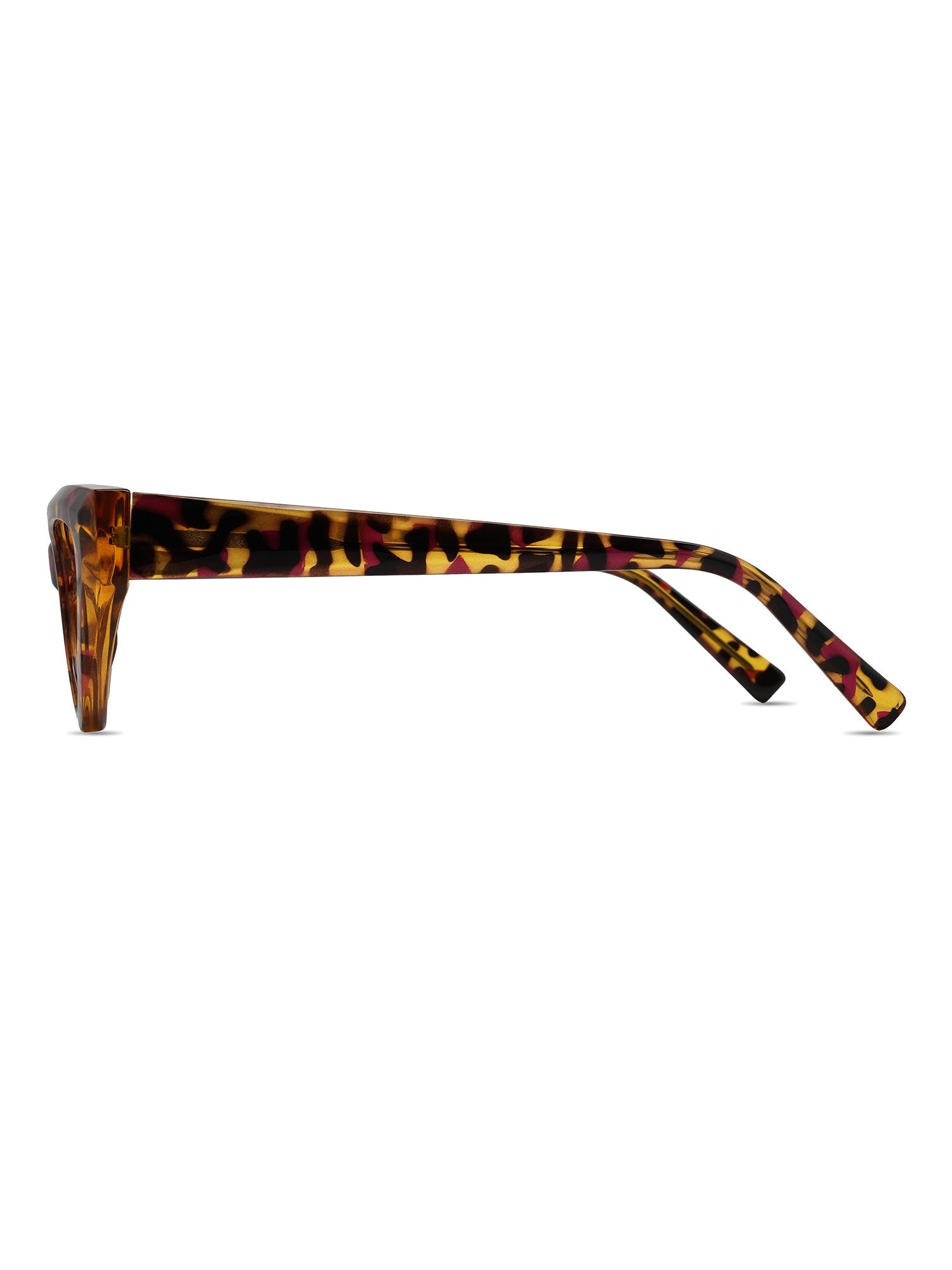 Visiloox Stavanger Einstärkenbrille in Havana Sunset – Sharp Cat-Eye Damenbrille aus TR90, Seitenansicht mit Bügeldesign